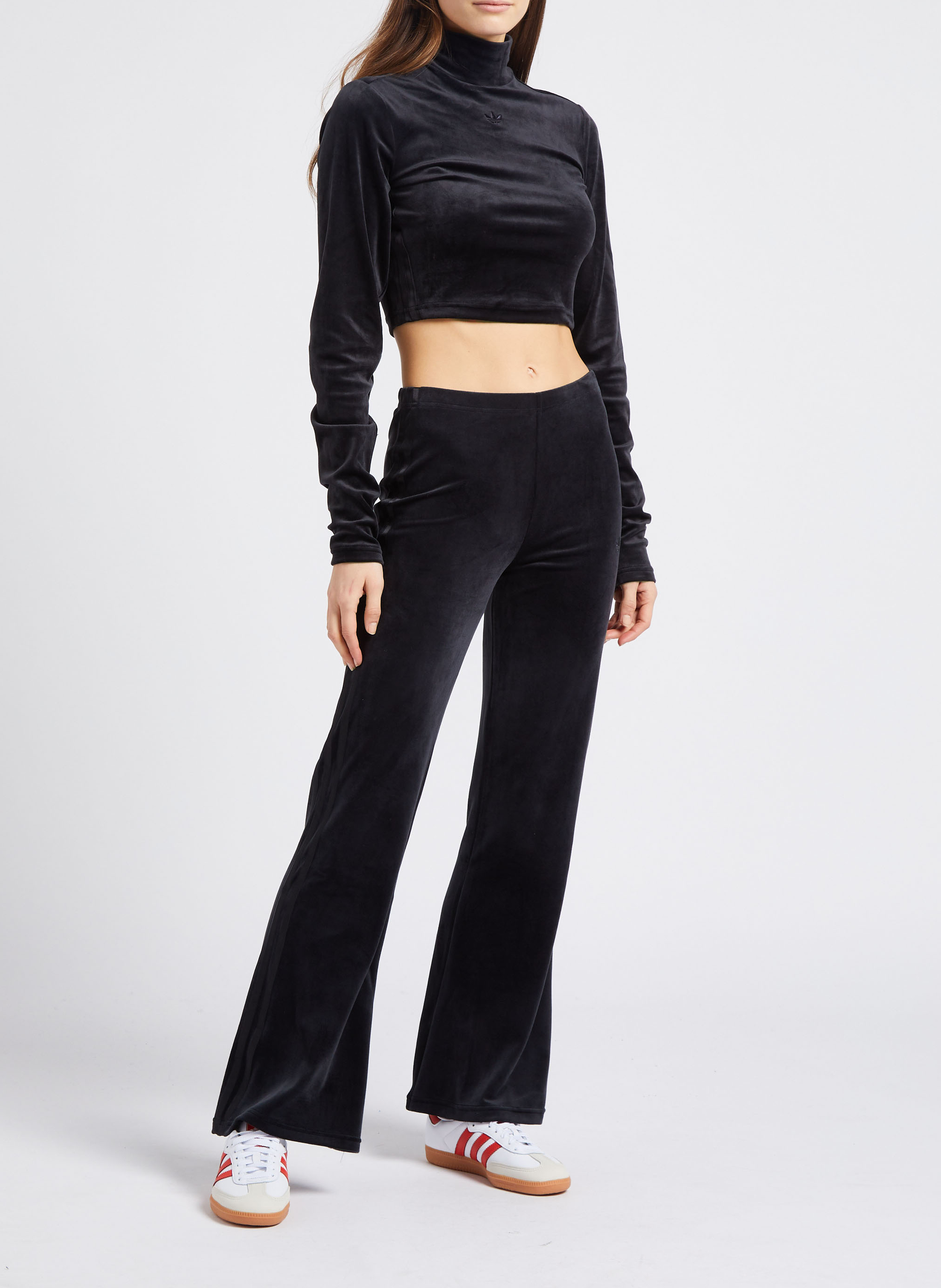 Velvet effect high-neck crop top ADIDAS Black