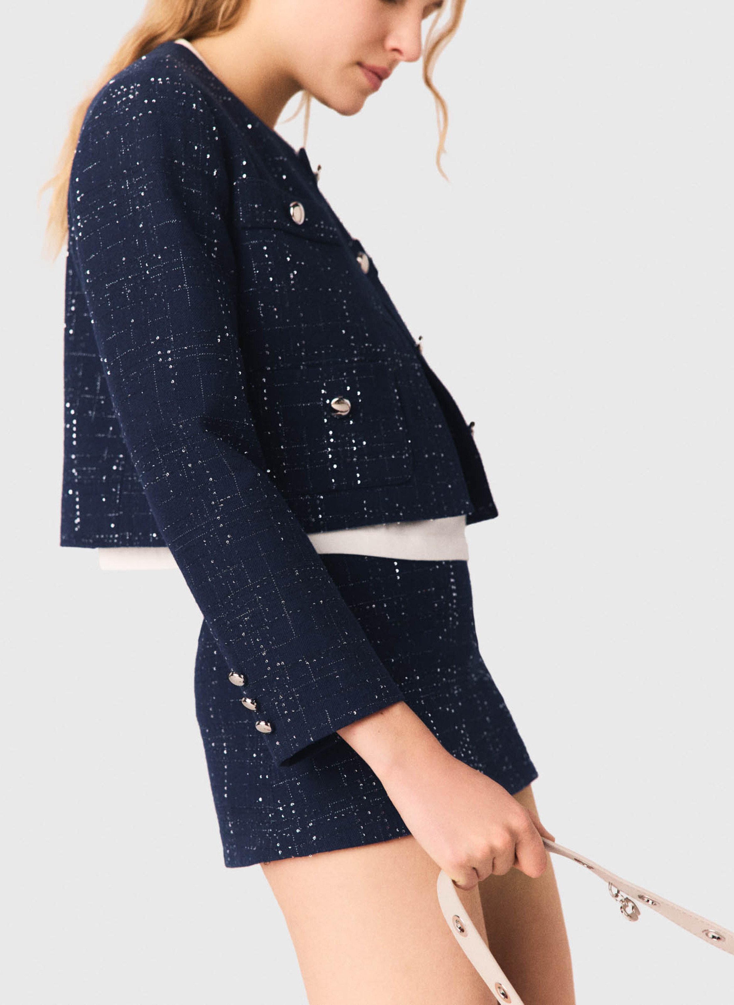 Veste col rond  MAJE Bleu