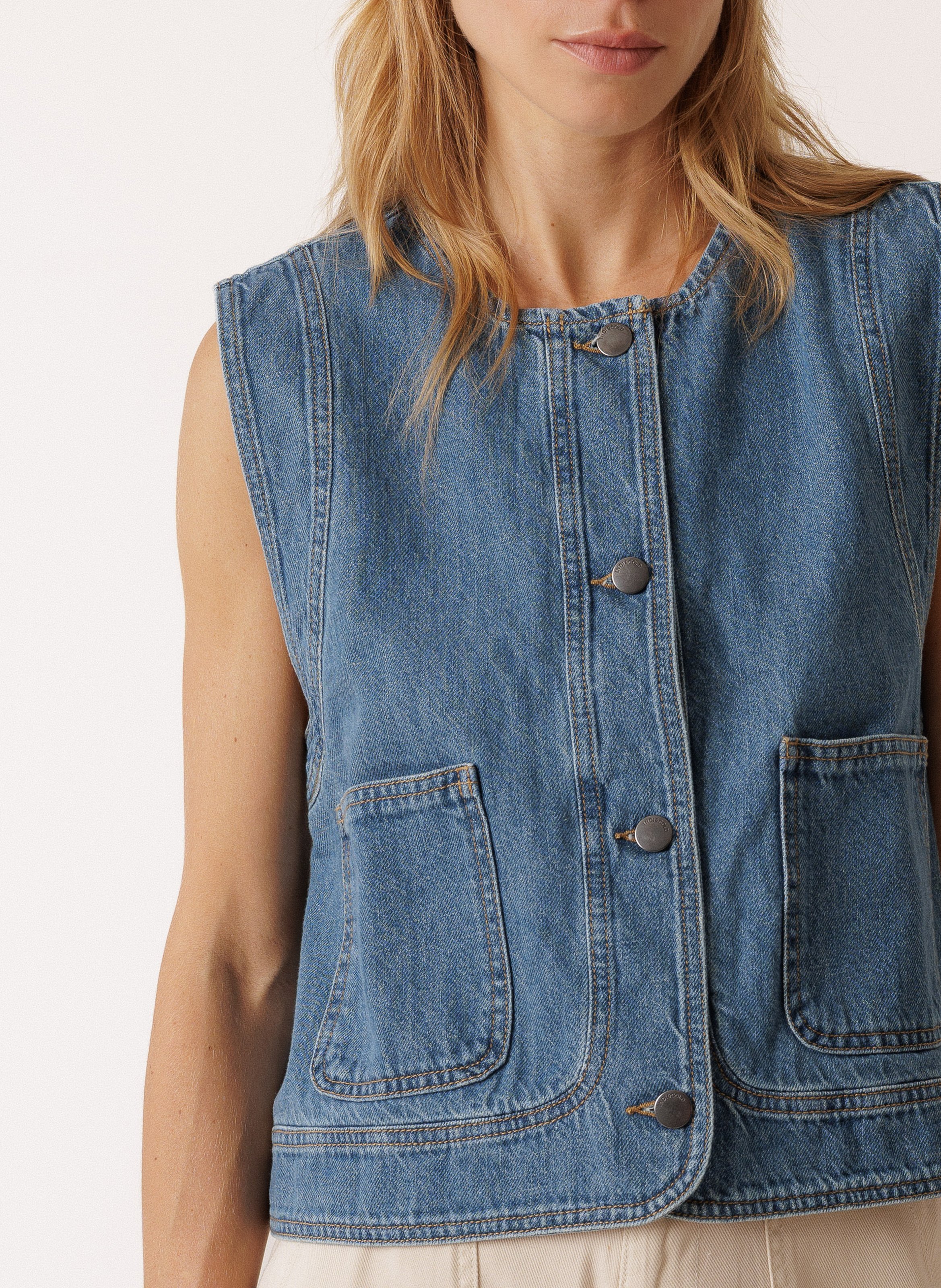 Jacket in recycled cotton and linen INDI & COLD Blue