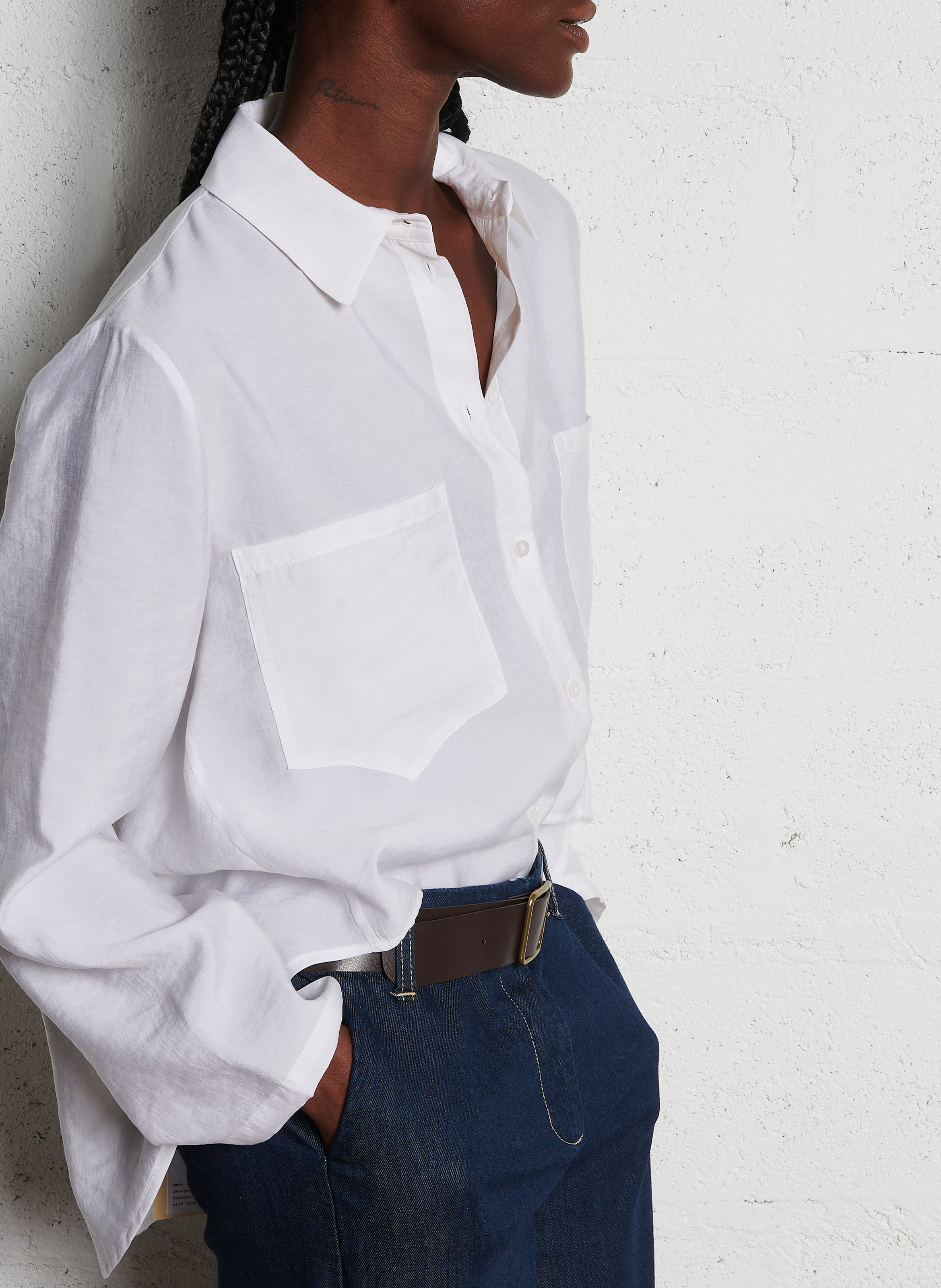 Bedrucktes Hemd mit klassischem Kragen PLEASE Weiss