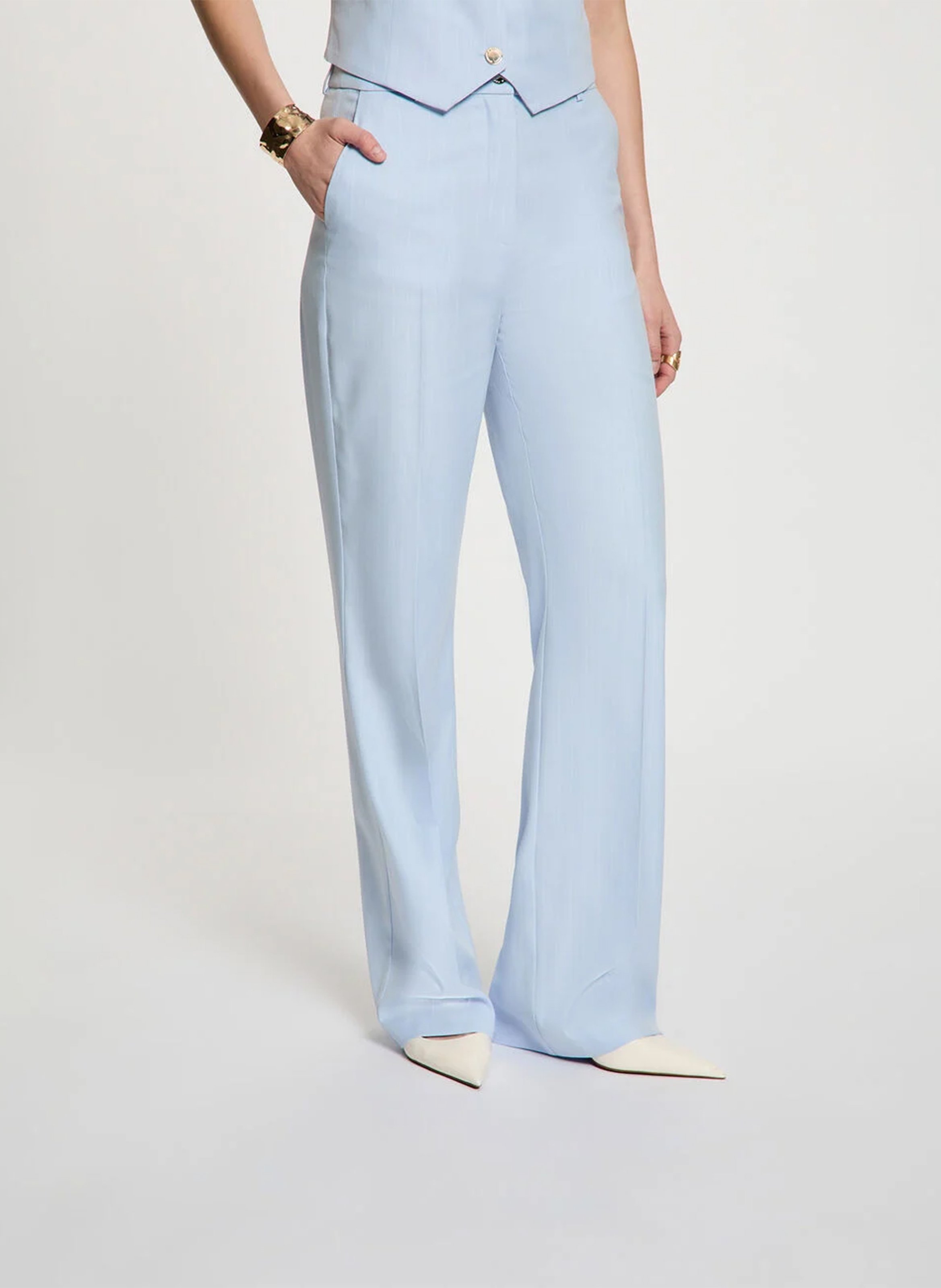 High-waisted straight-leg pants MORGAN Blue