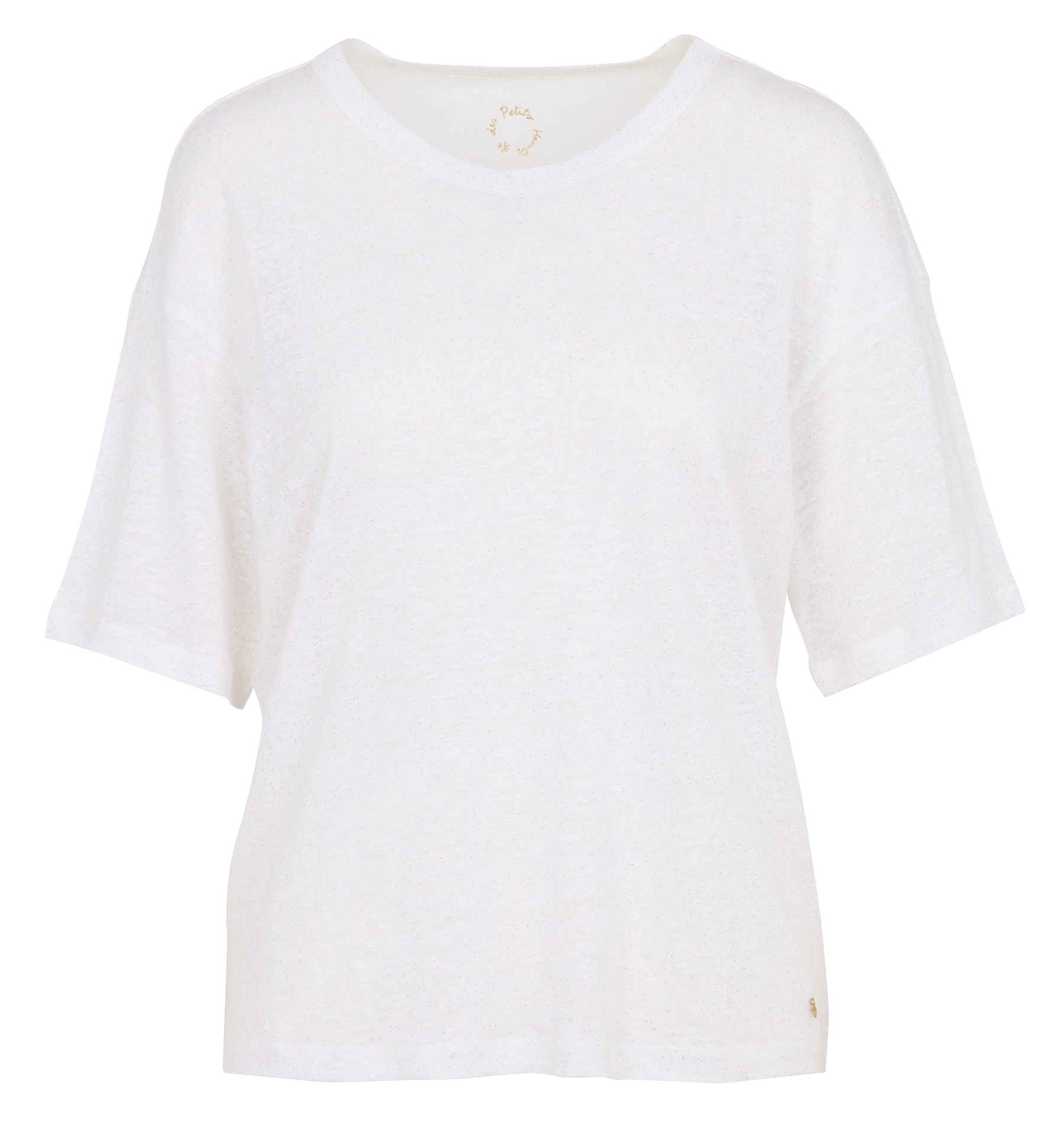 Straight round neck linen t-shirt with sequins DES PETITS HAUTS Beige