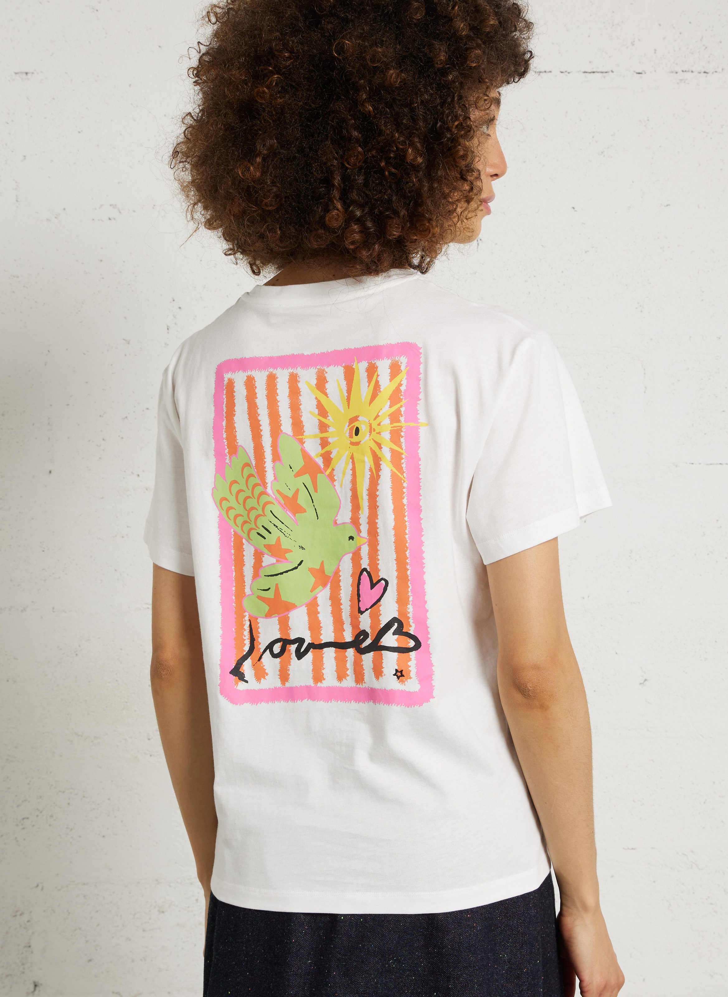 Tee-shirt col rond imprimé LA PETITE ETOILE Beige