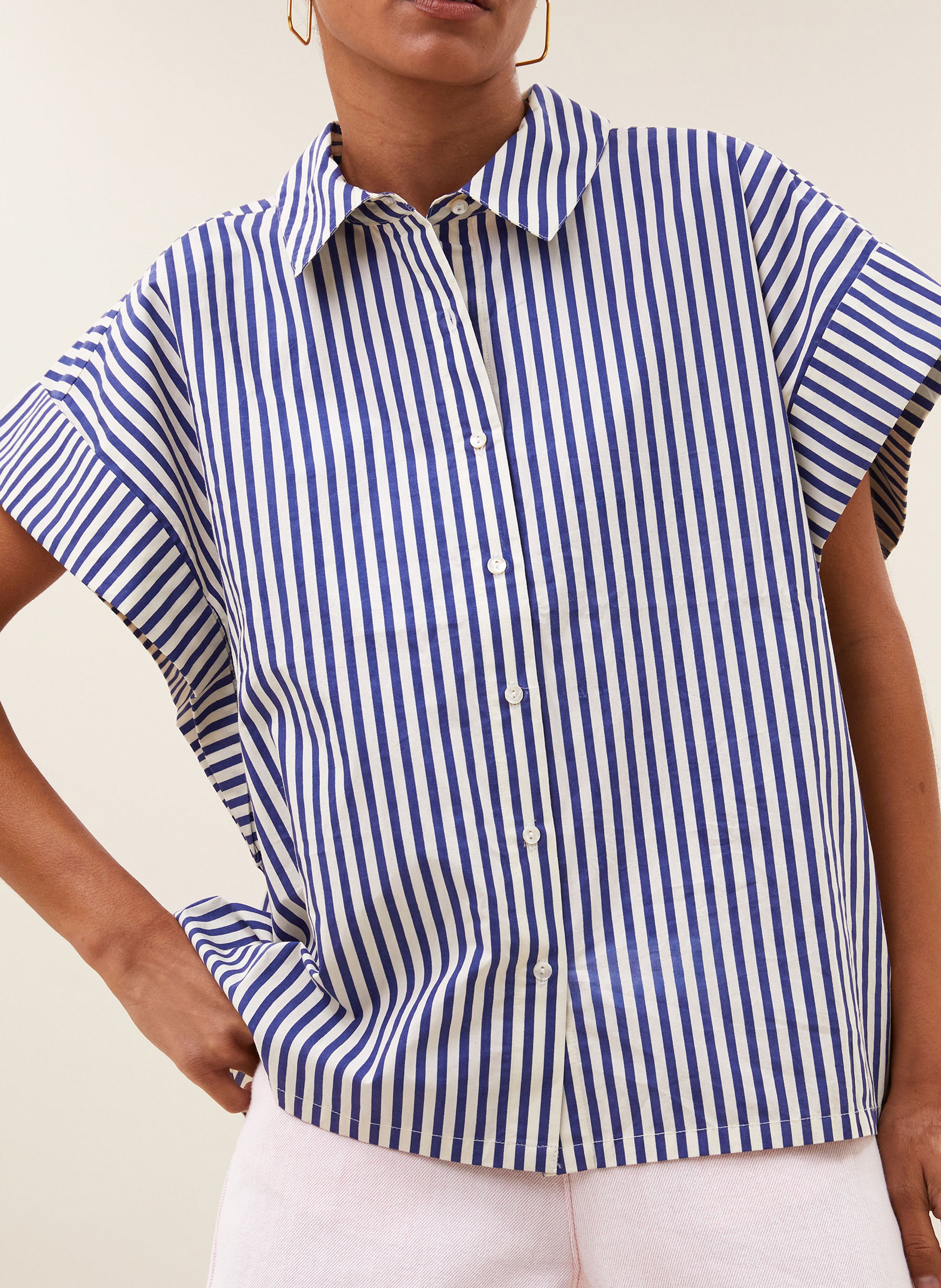 Chemise col classique en coton bio BY BAR Bleu