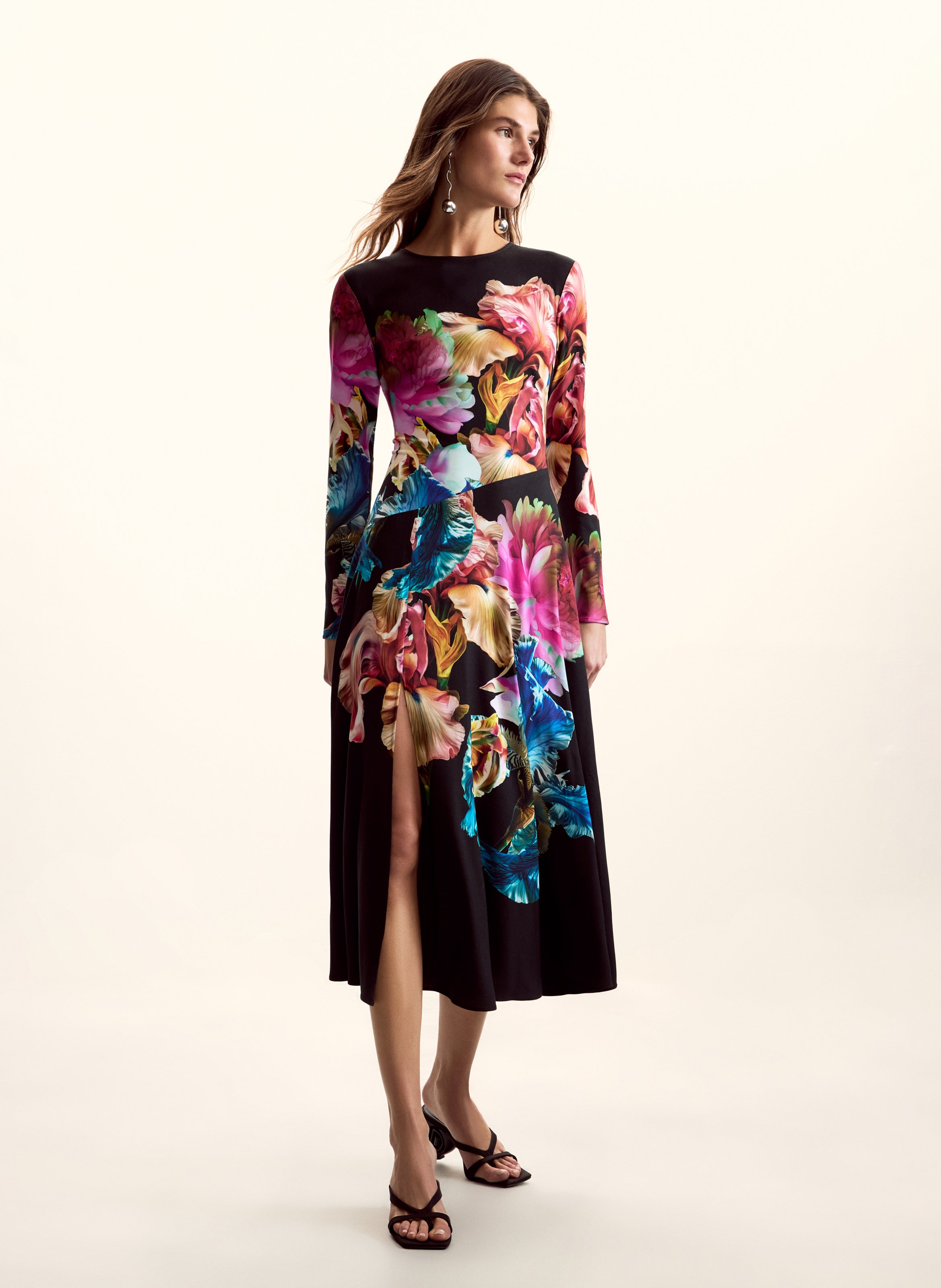 Midi-A-Linien-Kleid mit Rundhalsausschnitt DESIGUAL Schwarz