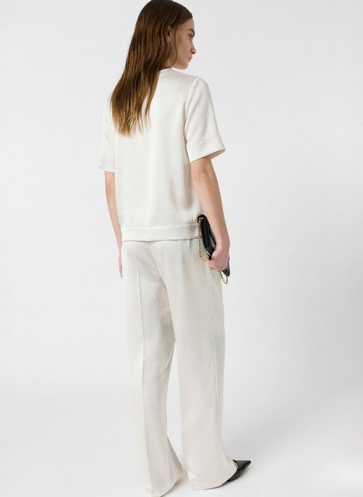 Short-sleeved solid satin top GERARD DAREL Beige