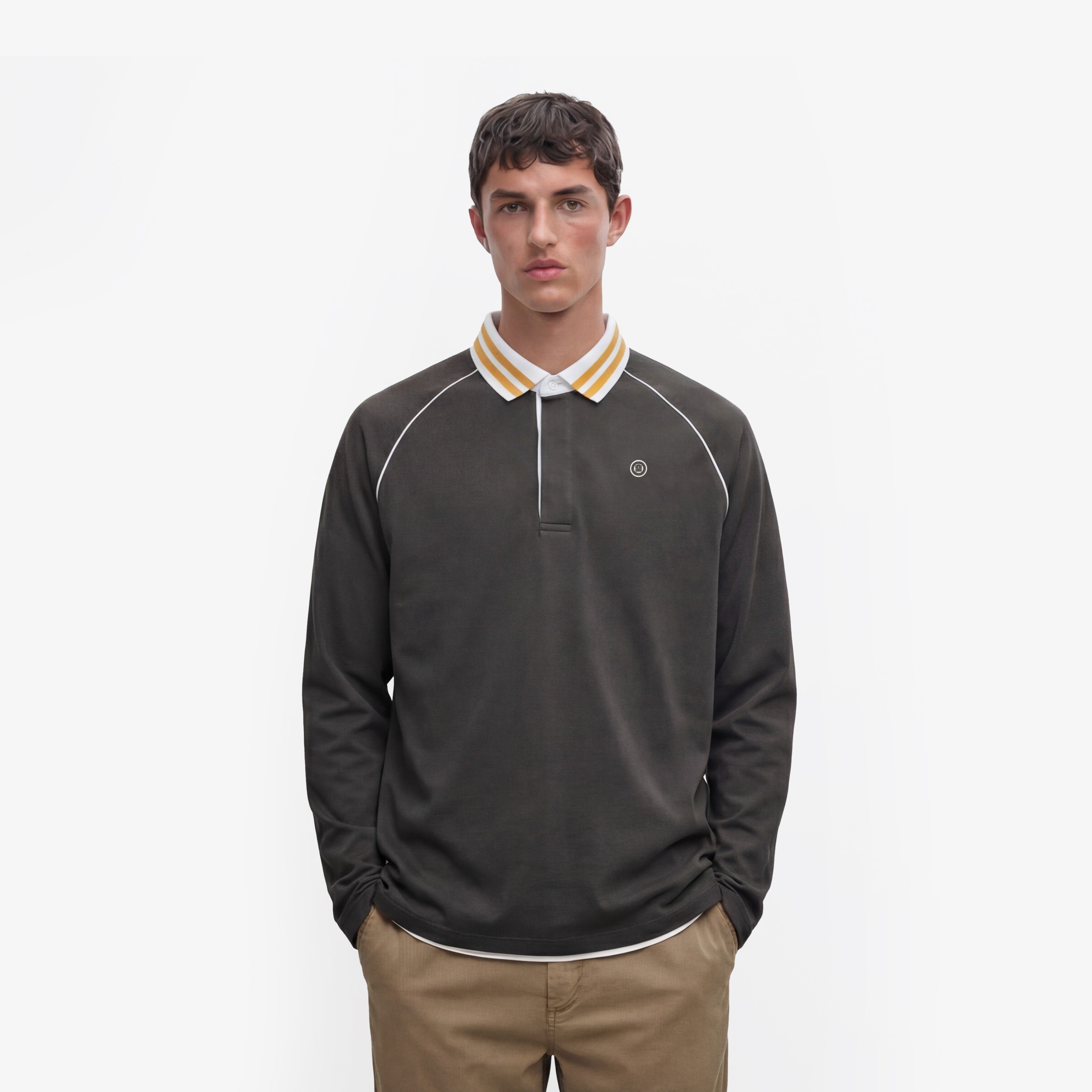 Rugby jersey with raglan sleeves in cotton SERGE BLANCO Grey