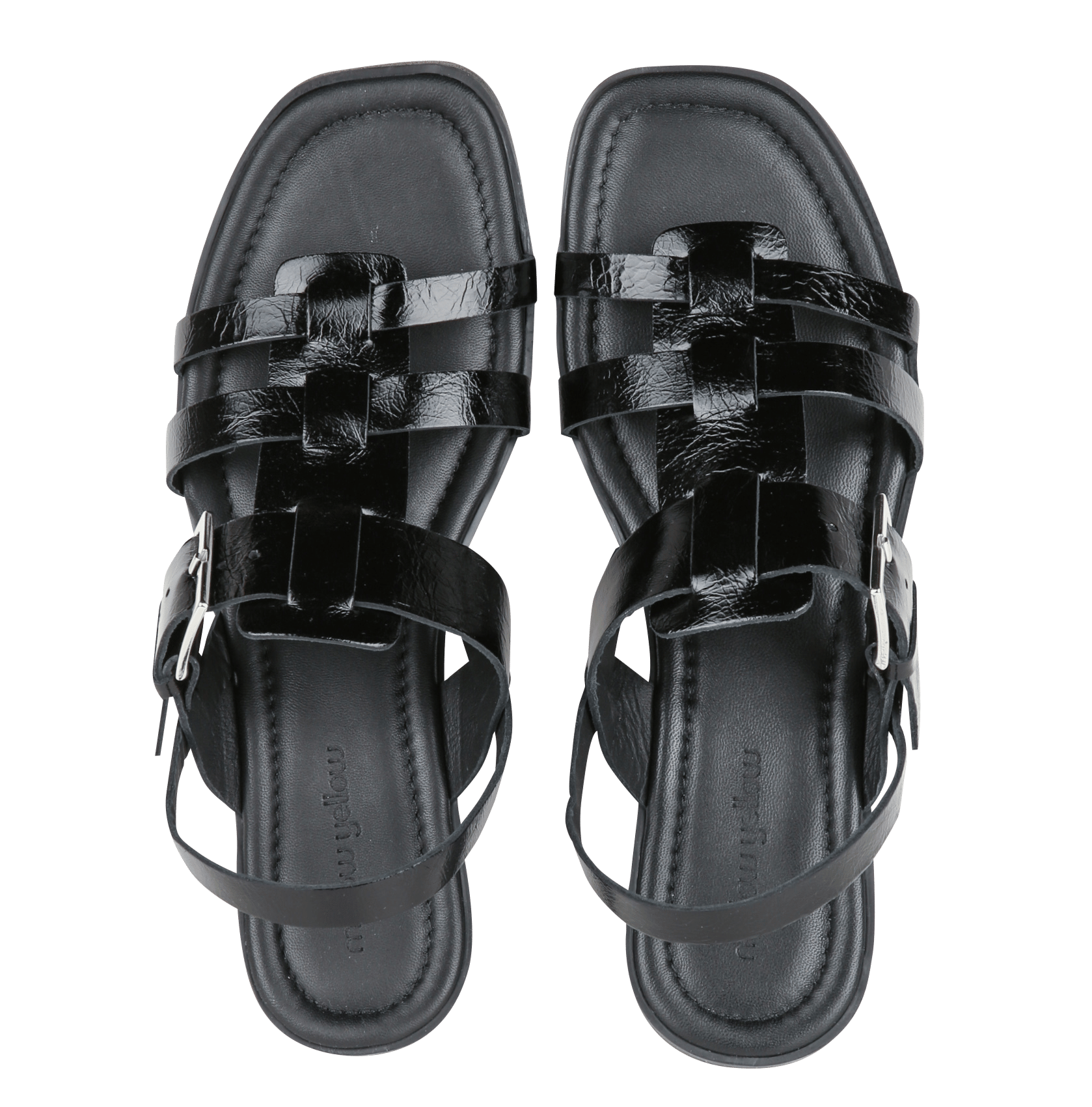 Aouda flat leather sandals MELLOW YELLOW Black