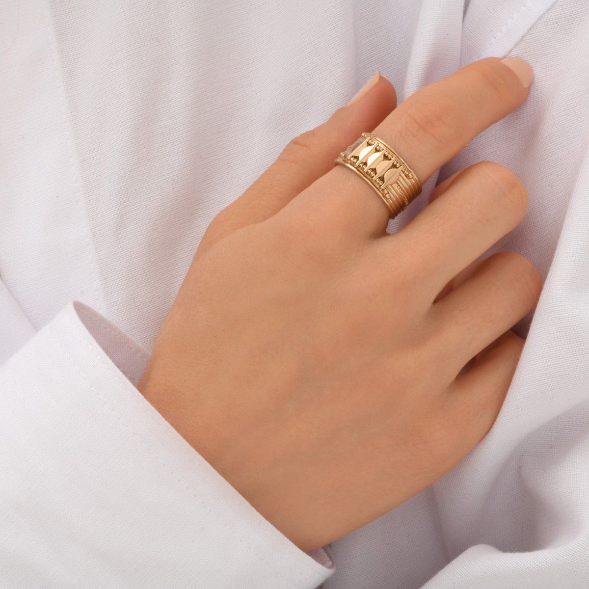 Adjustable ring in gold-plated metal, adjustable SATELLITE PARIS Golden