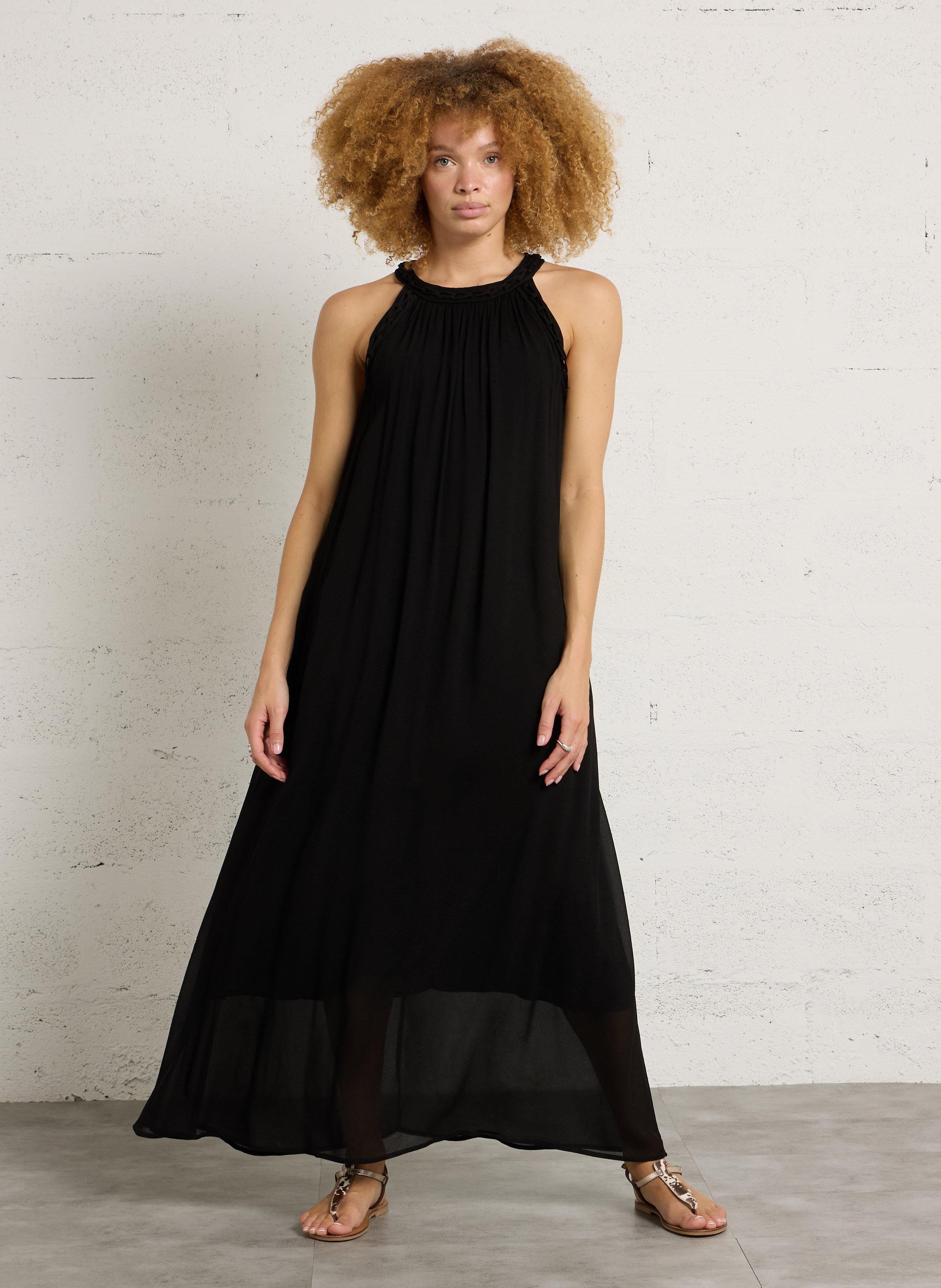 Loose-fit long dress THE KORNER Black