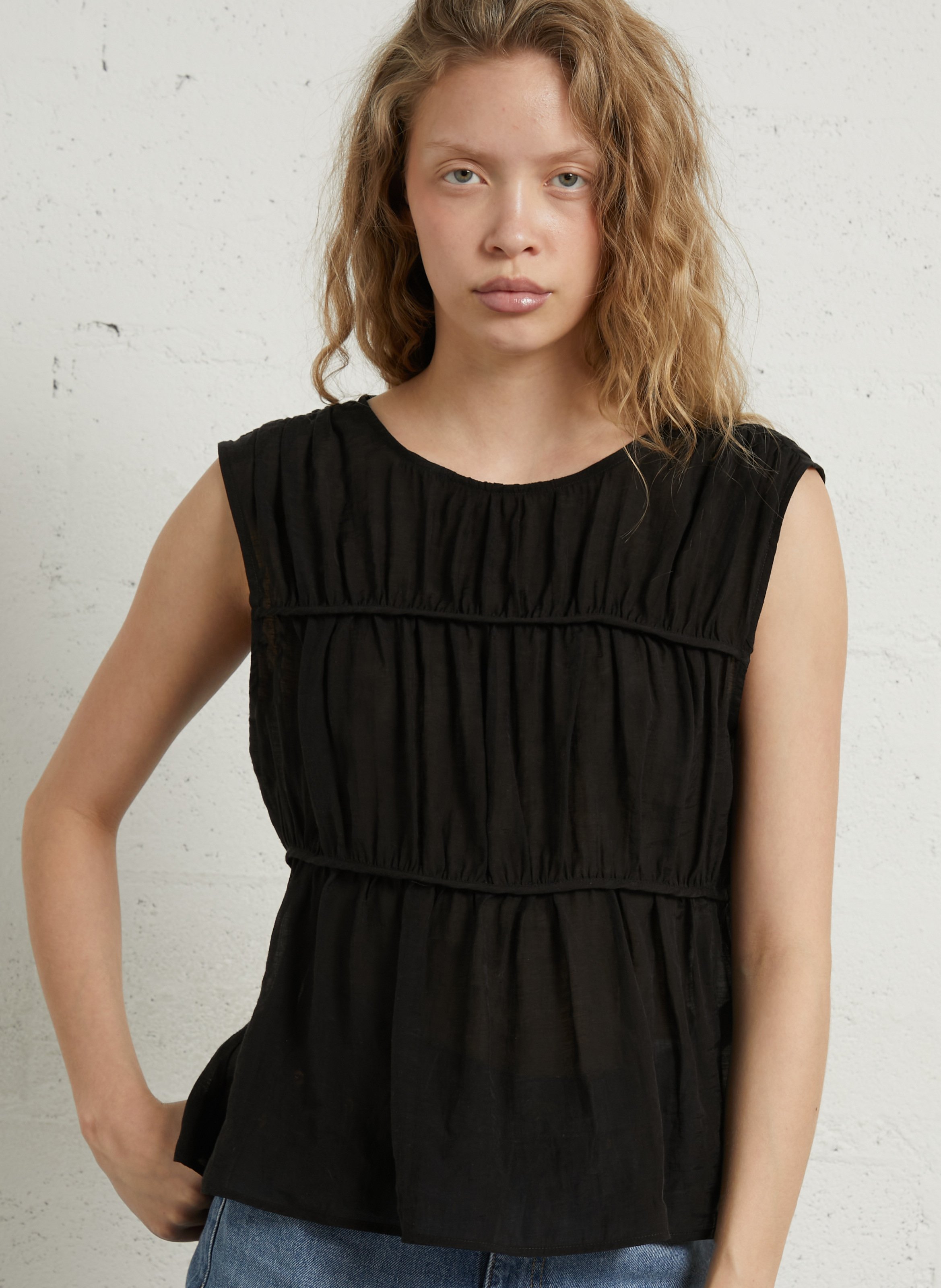 Rundhalsausschnitt-Top DES PETITS HAUTS Schwarz