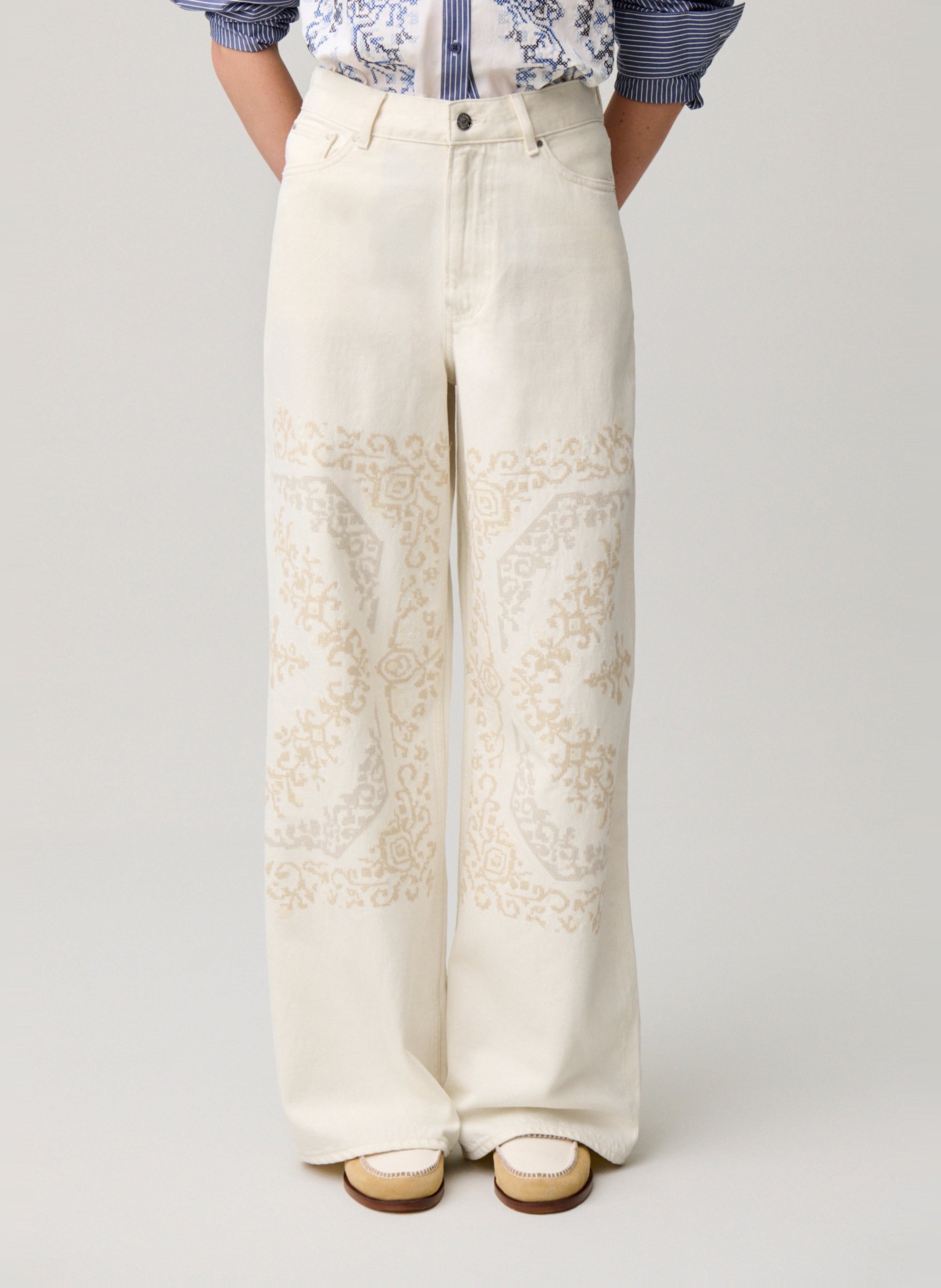 Jean droit en coton CLAUDIE PIERLOT Beige
