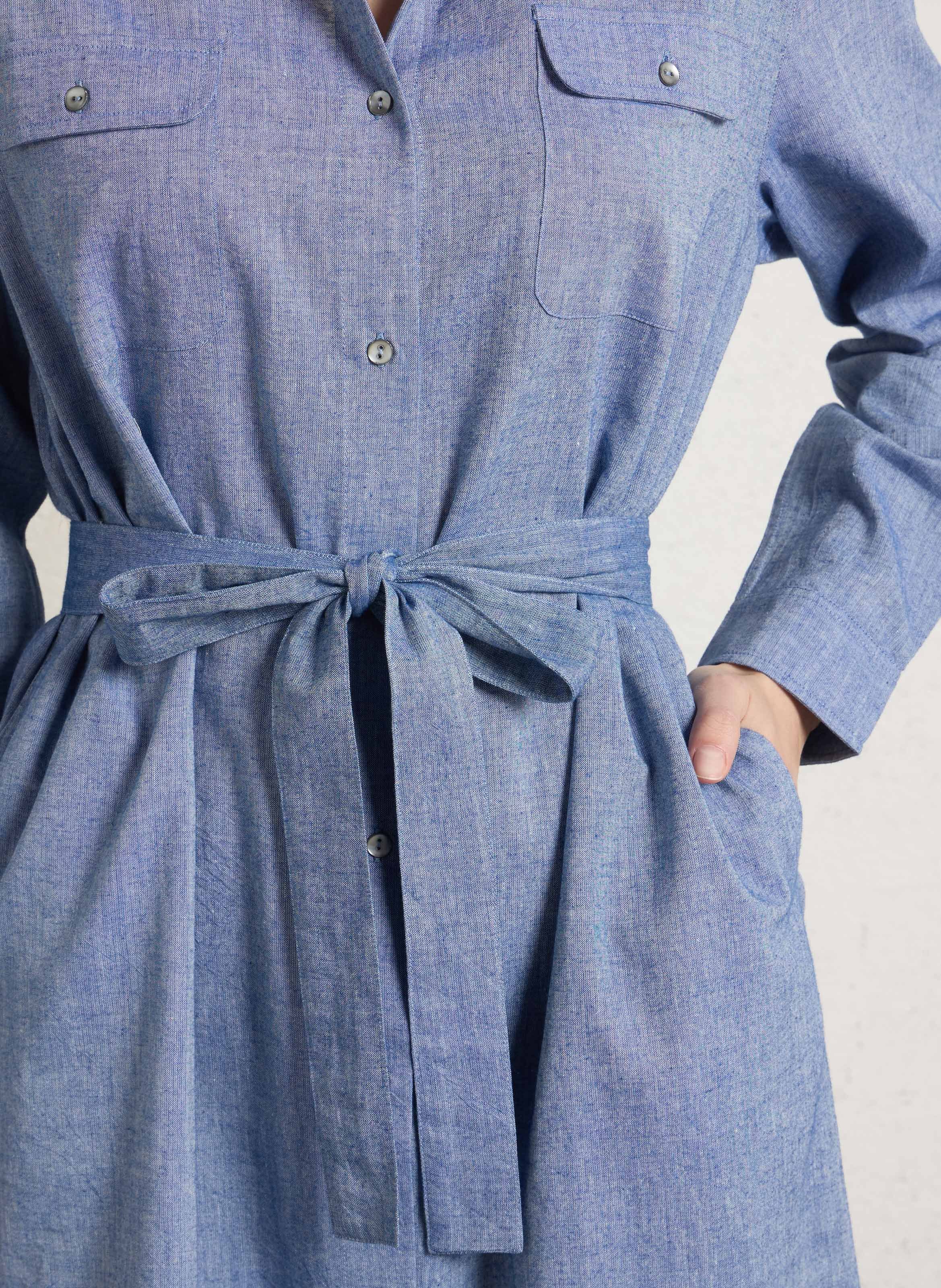 Long belted shirt dress BELLA JONES Blue