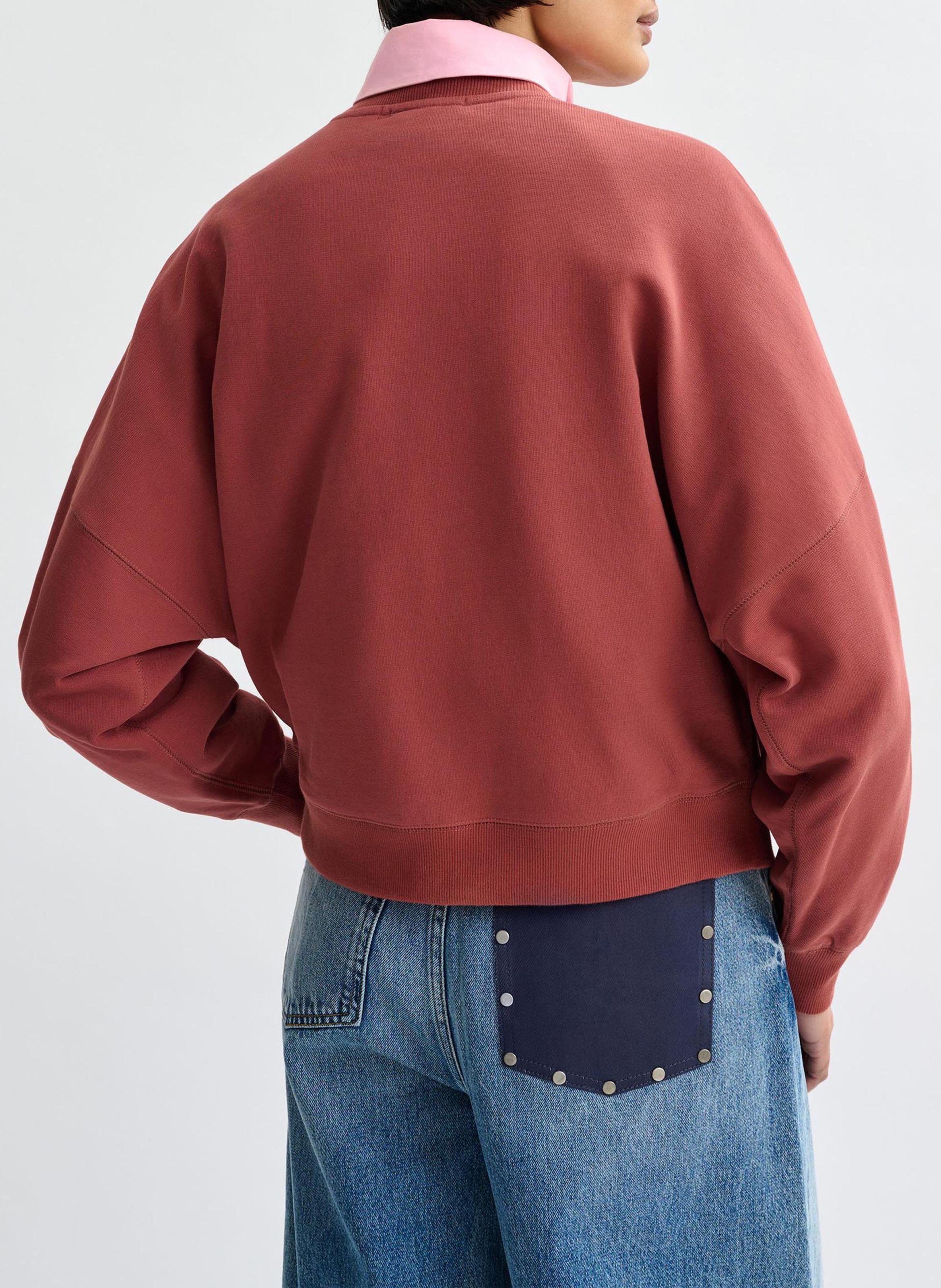 Oversized Sweatshirt with Embroidered Flowers ESSENTIEL ANTWERP Brown