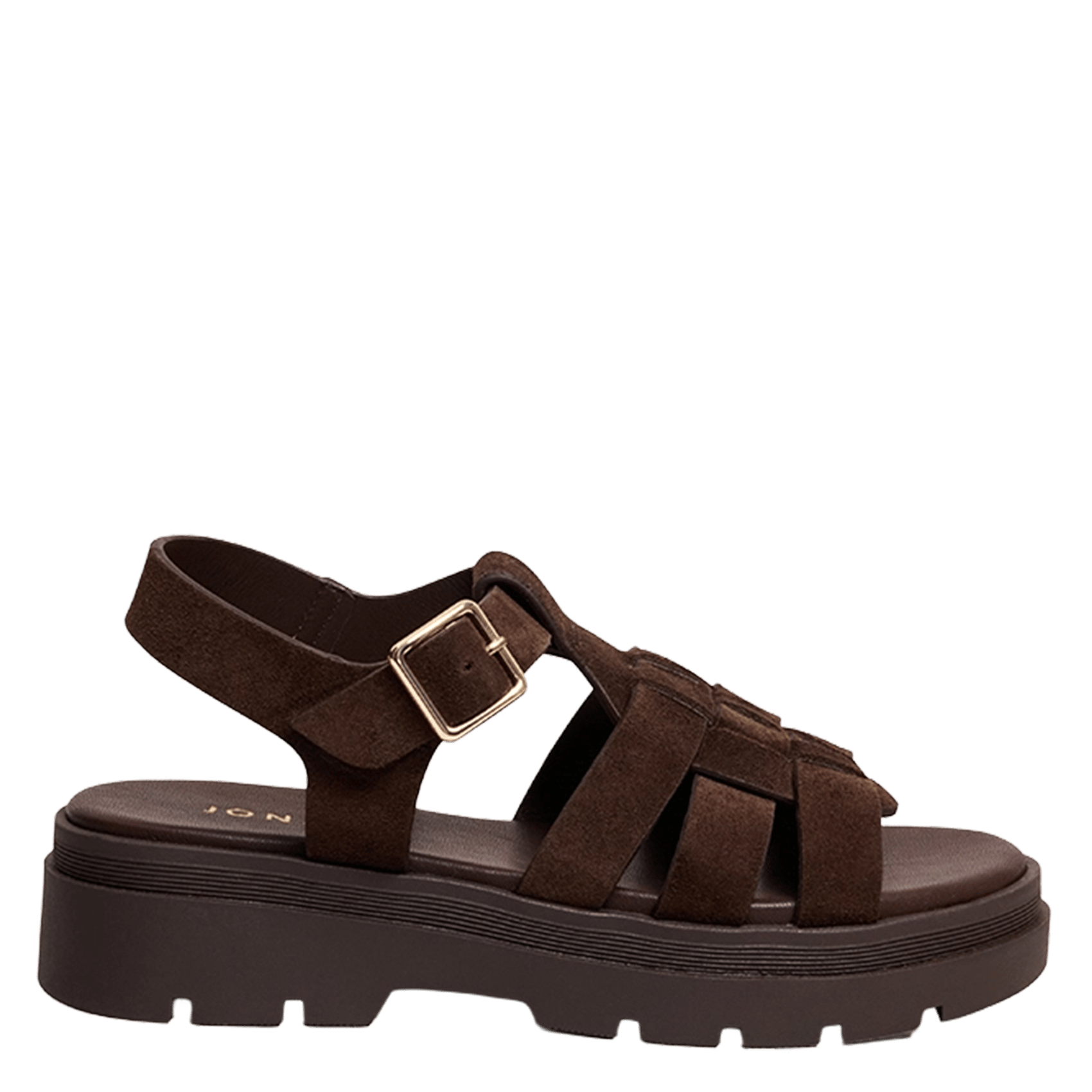 Leather wedge sandals JONAK Brown