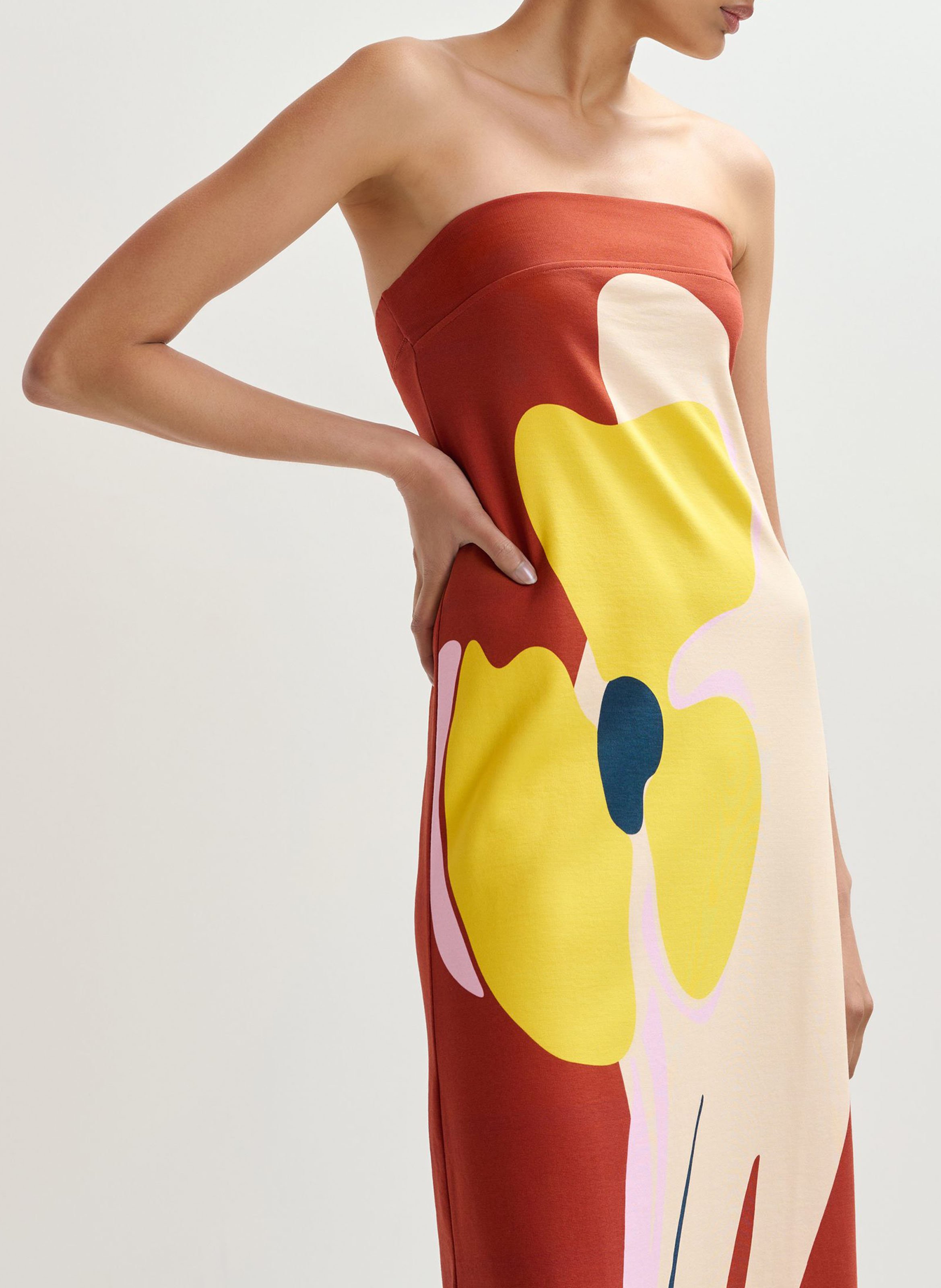 Robe longue bandeau imprimée ESSENTIEL ANTWERP Orange