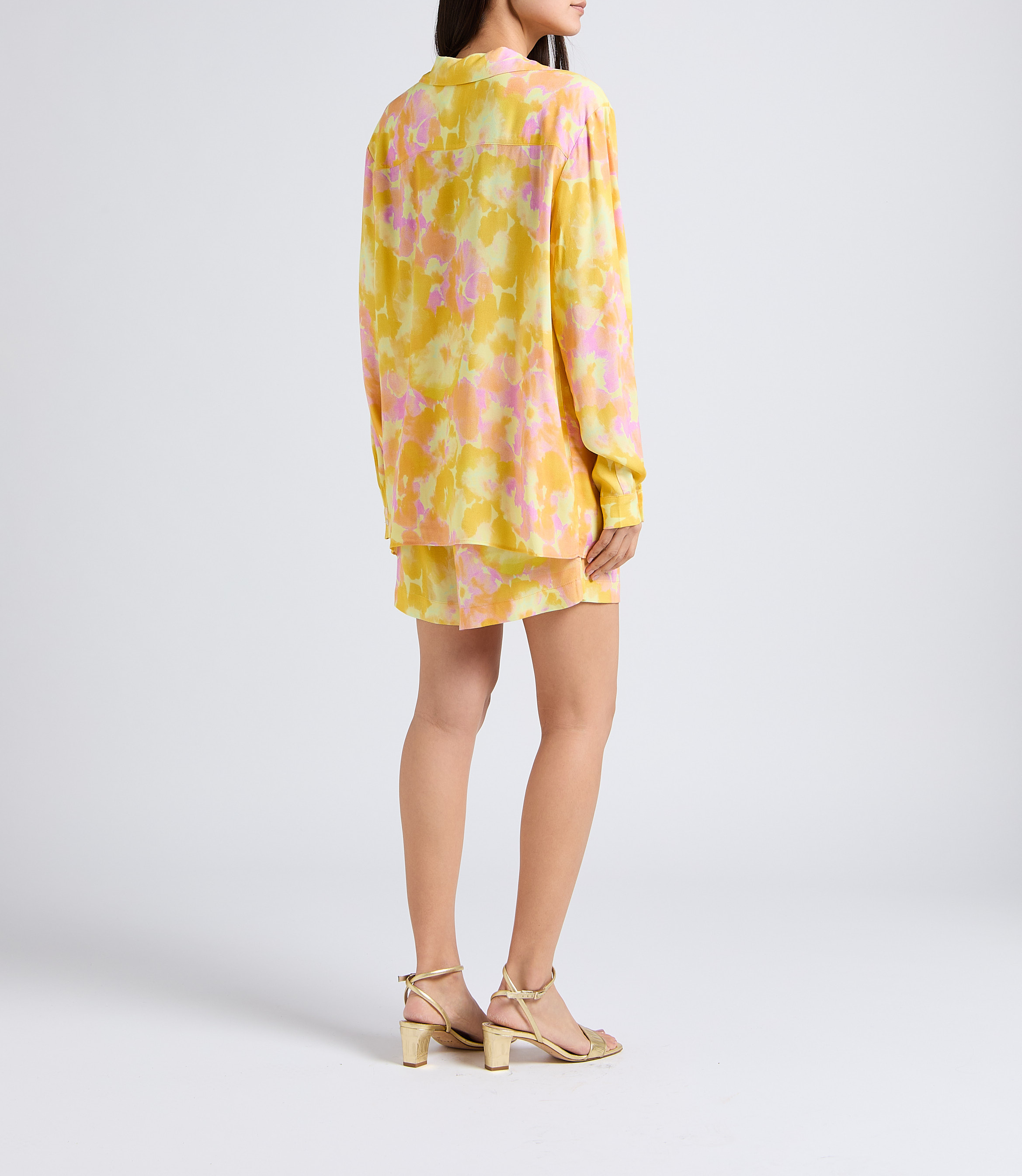 Printed high-waisted straight-leg shorts THE NEW SOCIETY Multicolored