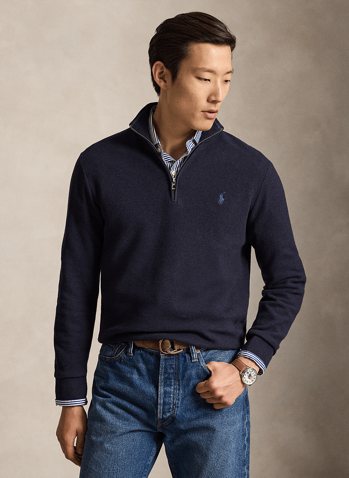 High-neck straight-cut cotton sweater POLO RALPH LAUREN