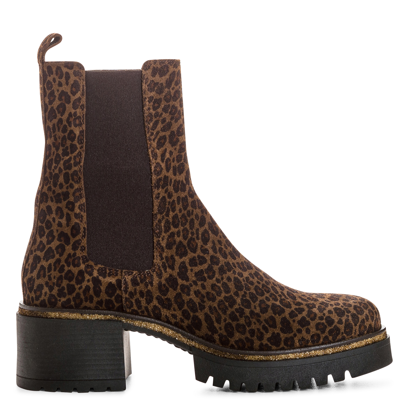 Leopard leather ankle boots REQINS Brown
