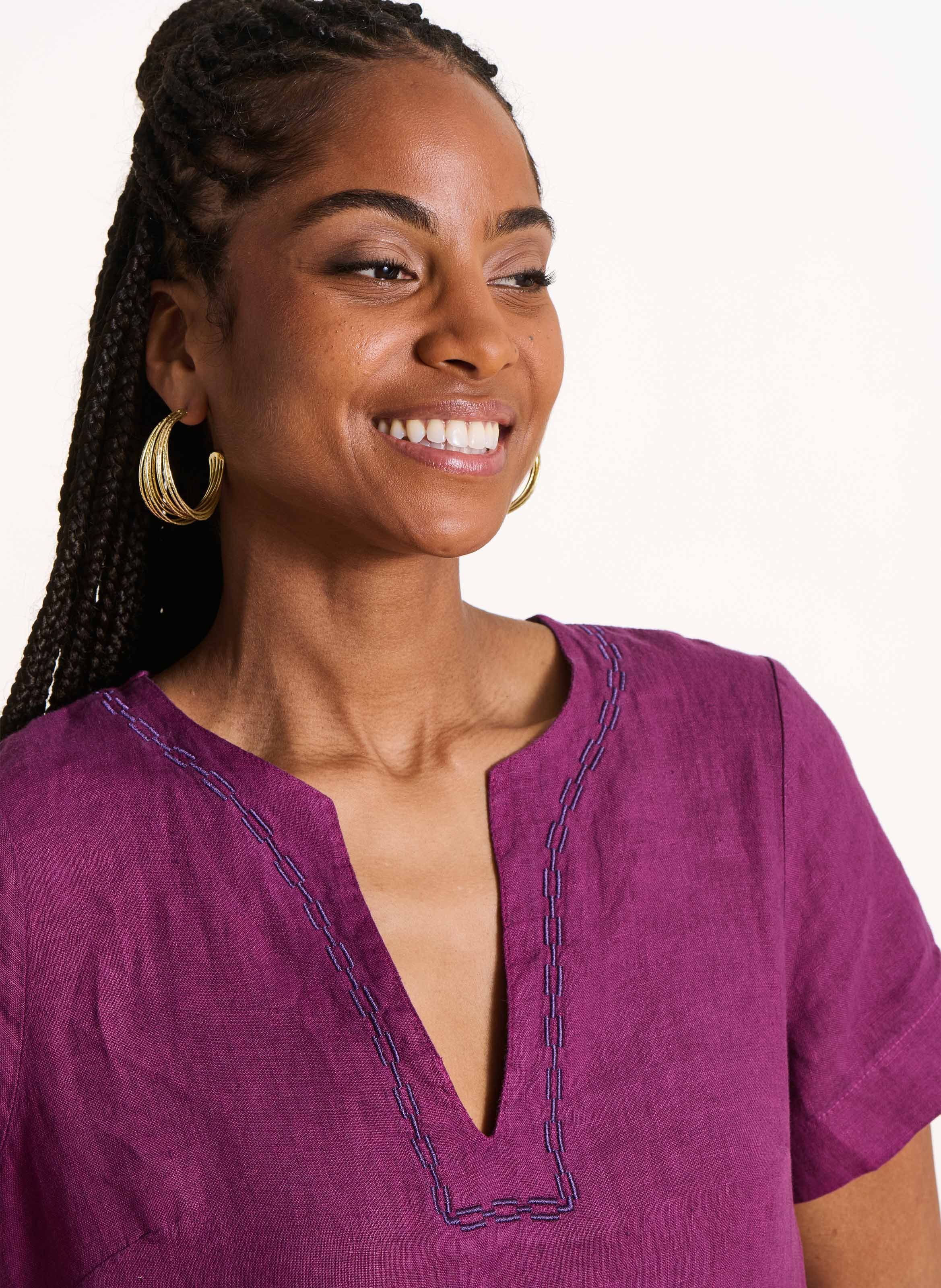 Robe ample en lin LA FEE MARABOUTEE Viola
