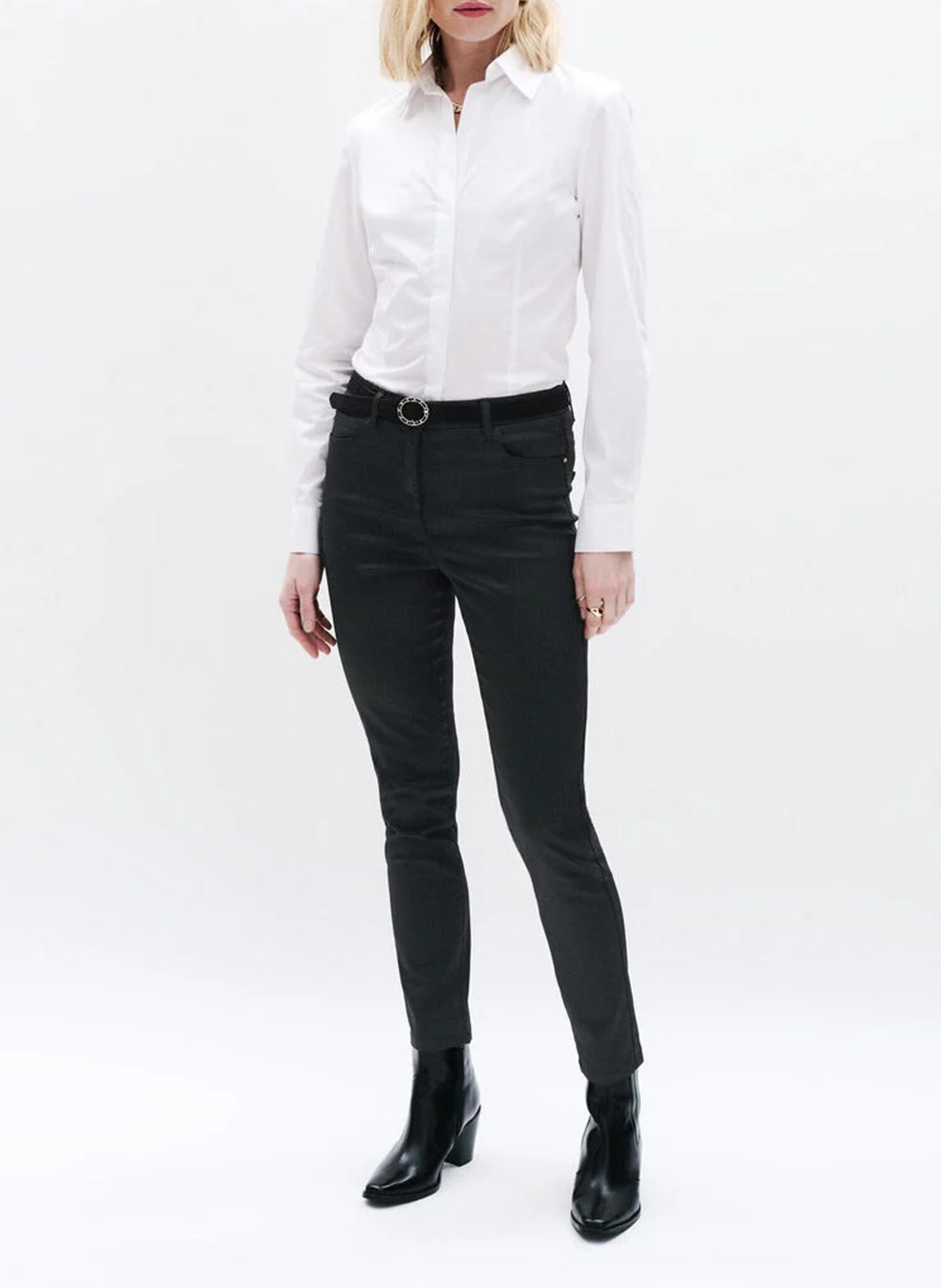 Slimfit-Hose aus Baumwoll-Mix in beschichteter Optik CAROLL Schwarz