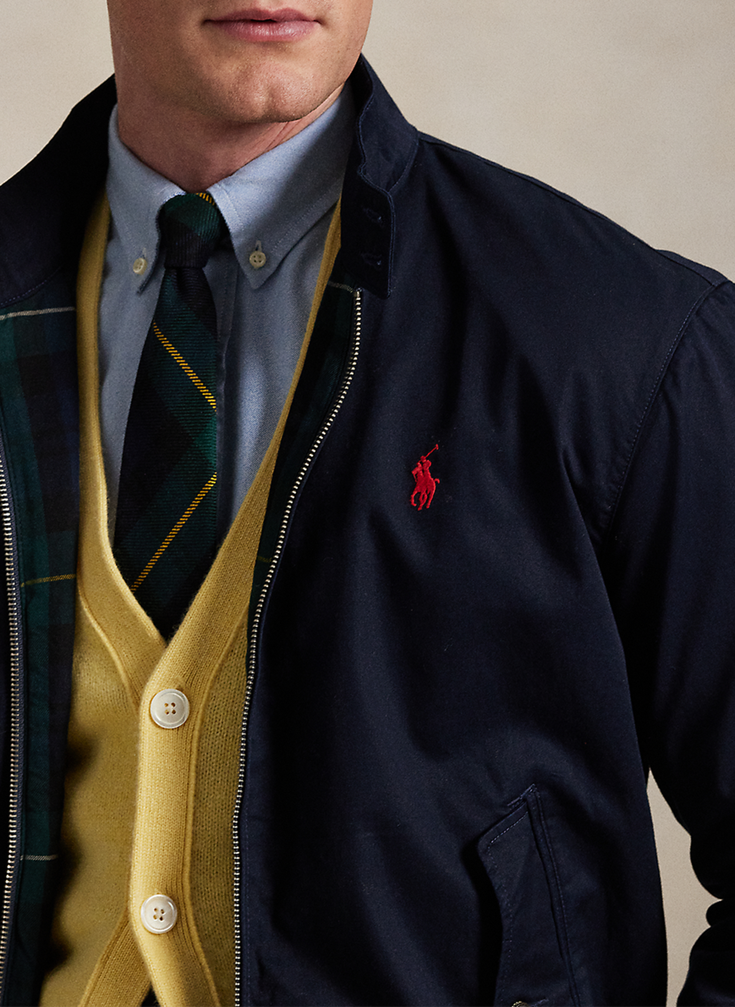 Veste droite col montant en coton POLO RALPH LAUREN Bleu