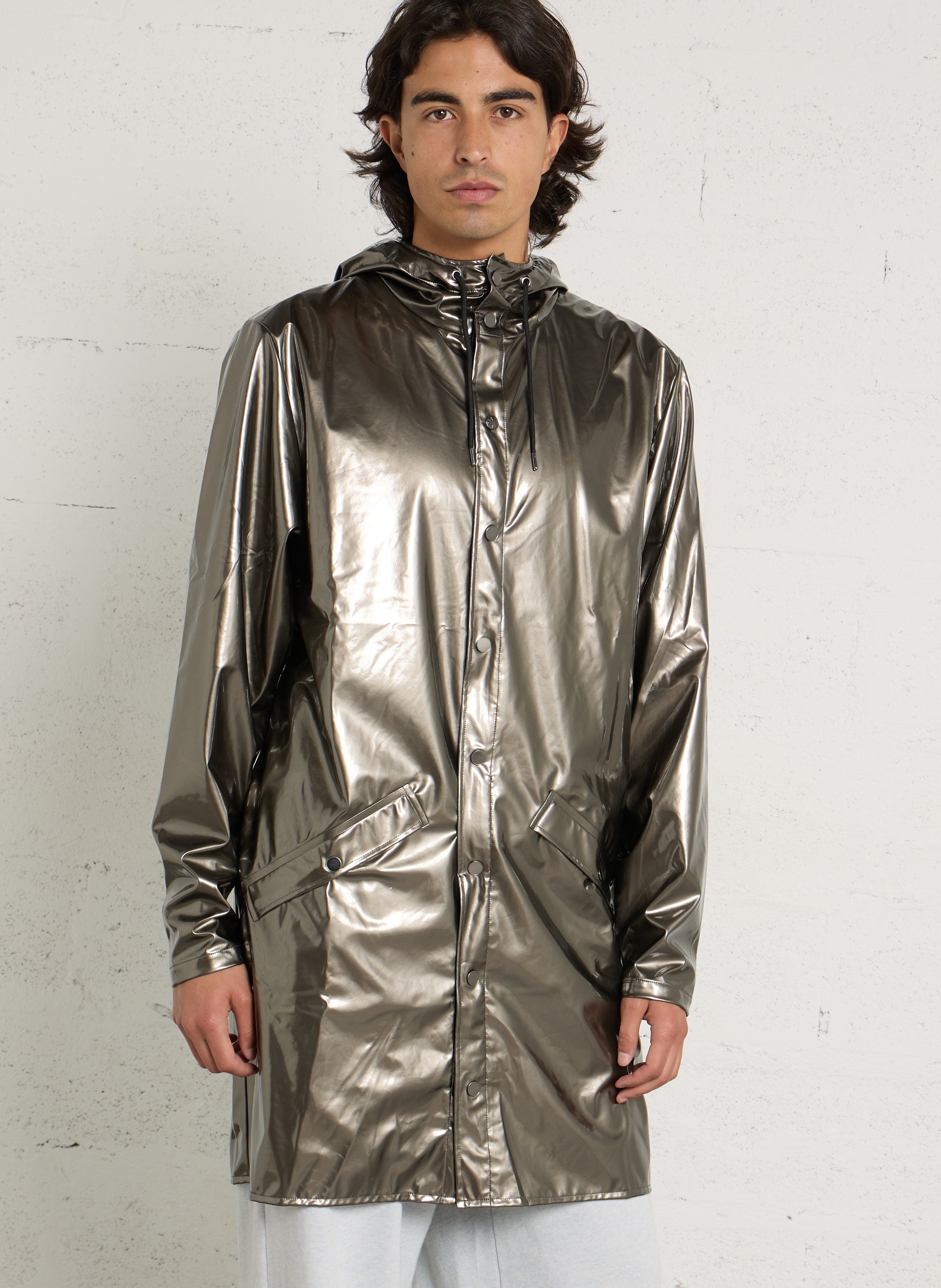 Coupe-vent imperméable à capuche RAINS Argent