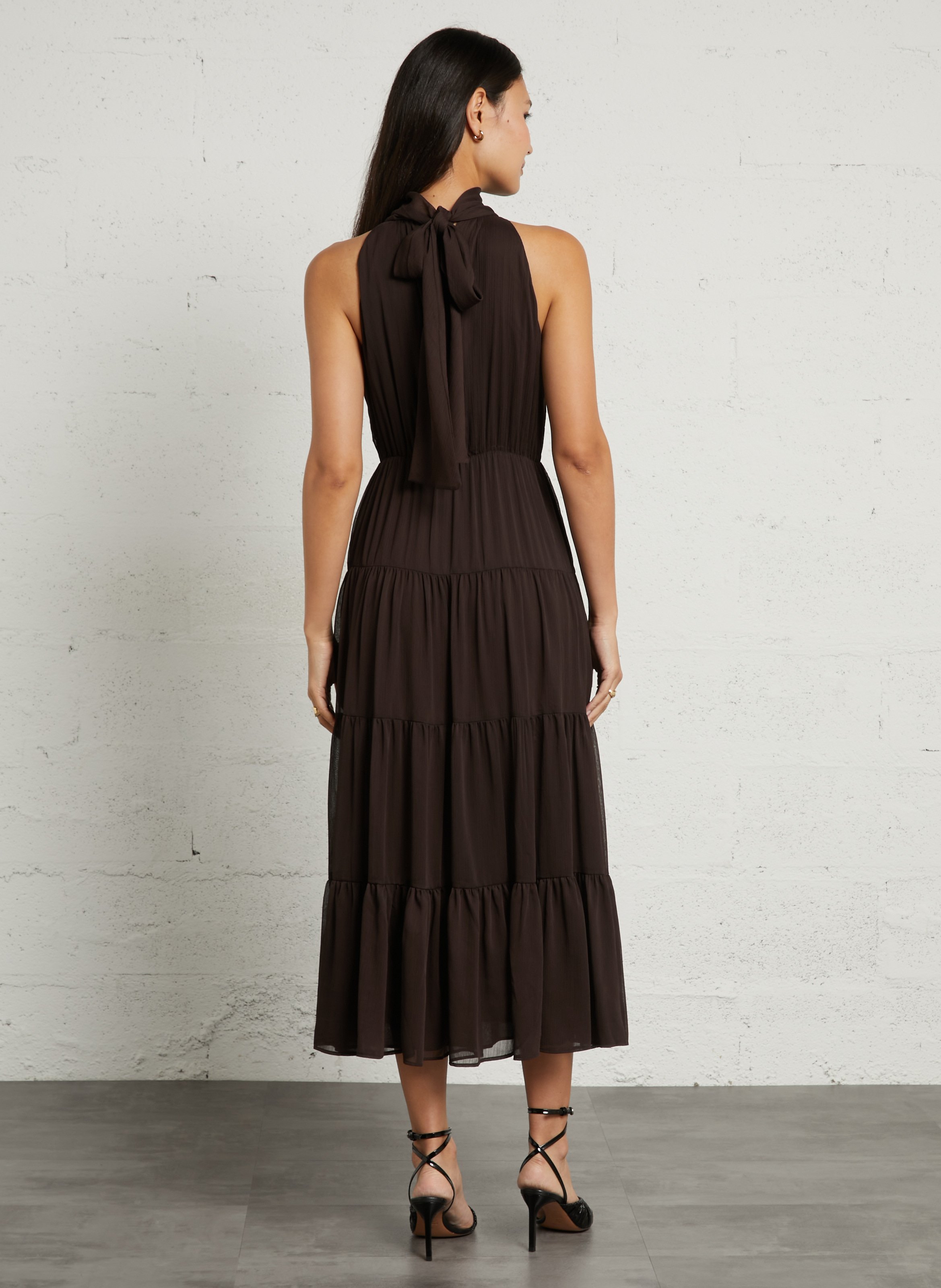 Robe longue col rond  SUD EXPRESS Marron