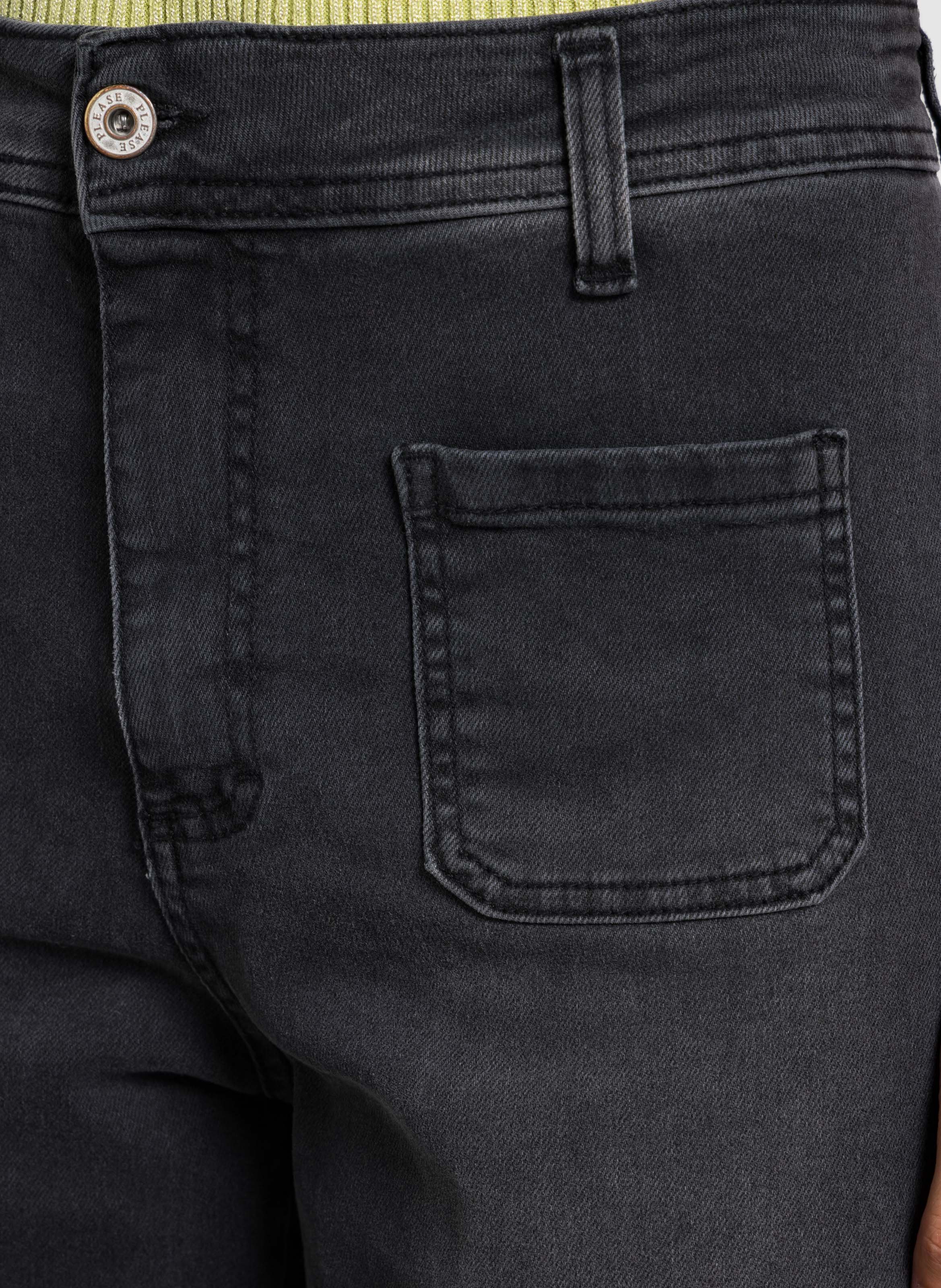 High-rise flared cotton-blend jeans PLEASE Black