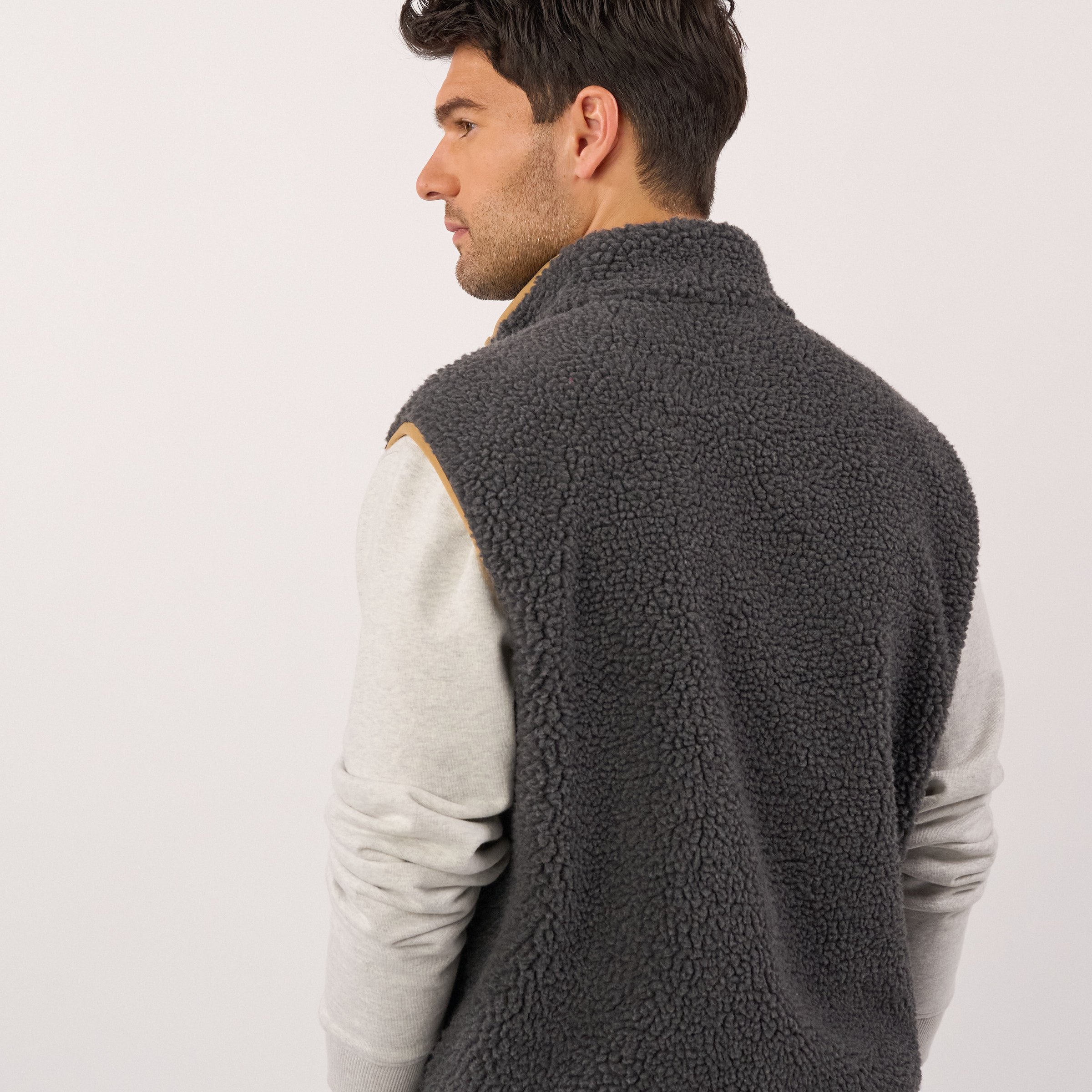 Sleeveless Sherpa Zip-Up Vest BILLYBELT Grey
