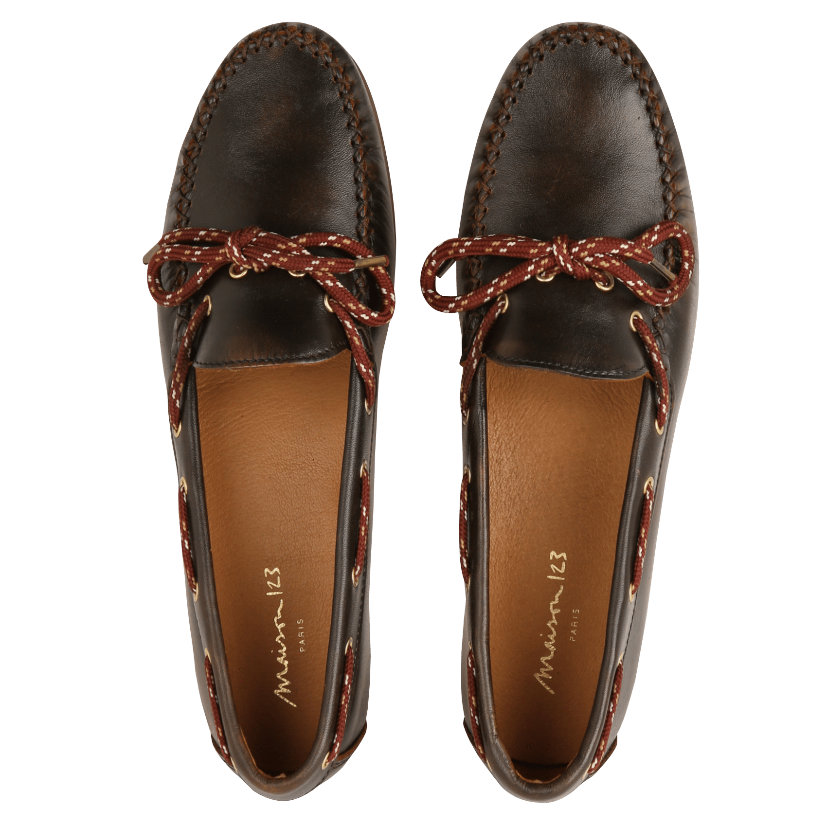 Mocassins plats en cuir MAISON 123 Marron