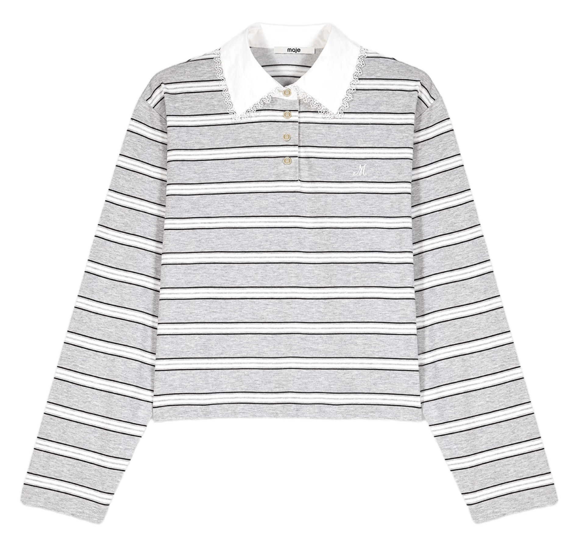 Oversized polo van katoenmix MAJE Grijs