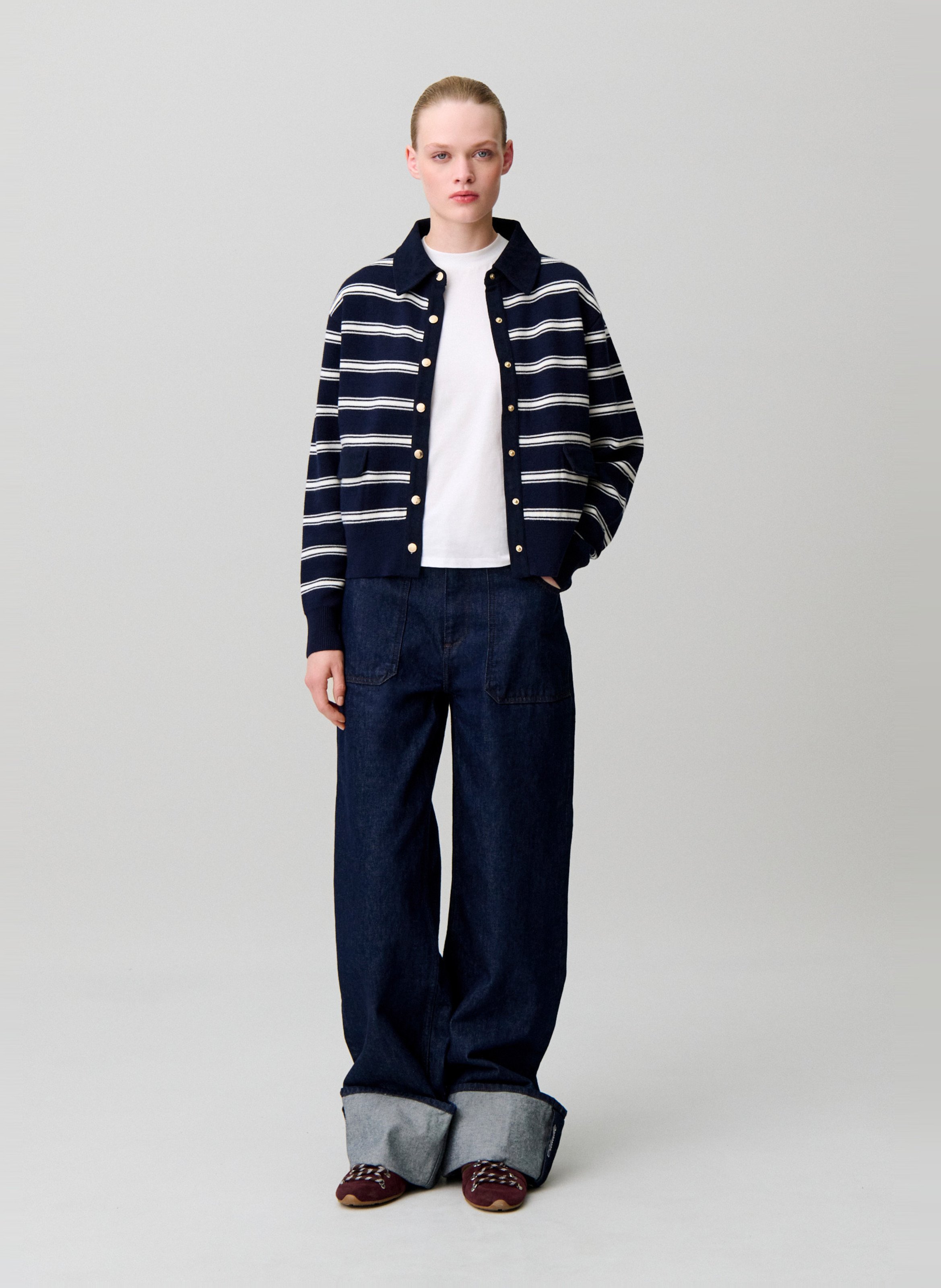 Cardigan col classique à rayures CLAUDIE PIERLOT Multicolore