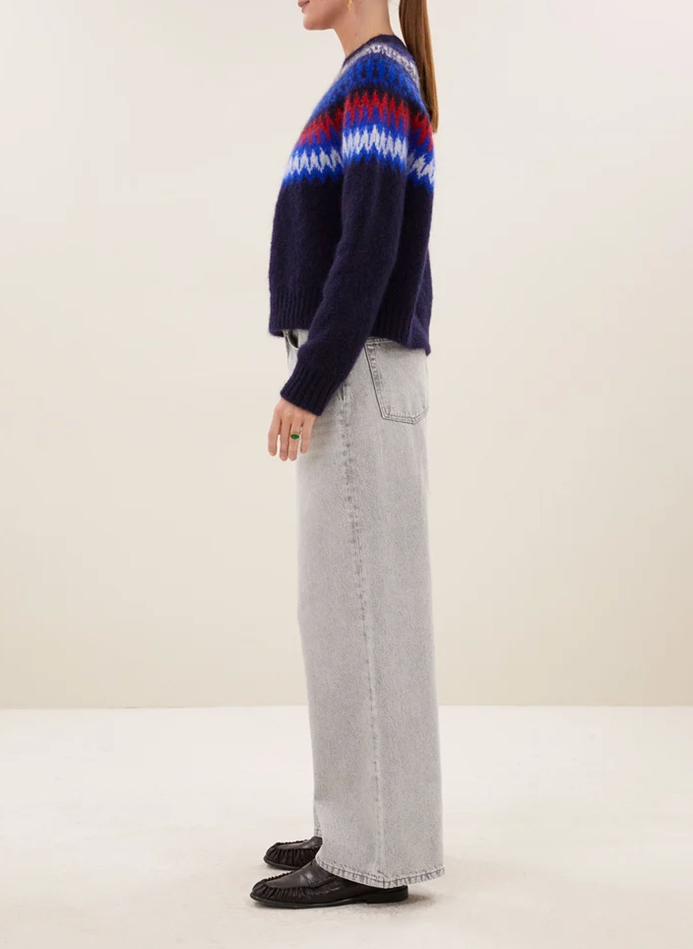 Pull droit à motifs en laine mélangée BY BAR Blauw