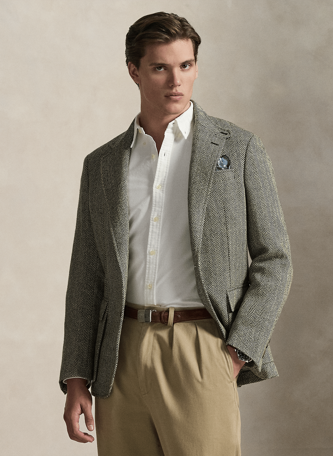 Chemise col américain slim-fit en Oxford de coton | Blanc POLO RALPH LAUREN Homme