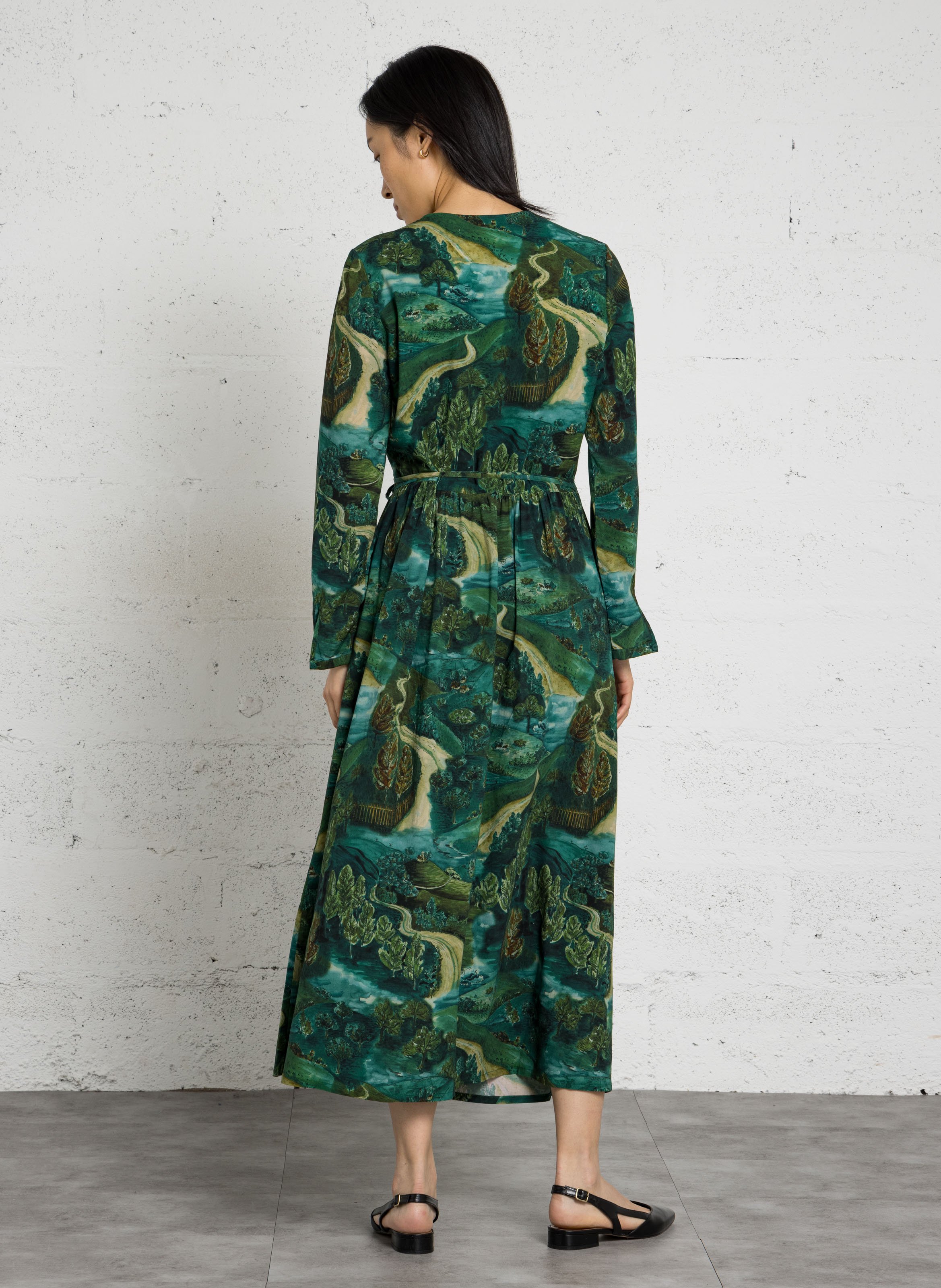 Robe longue ceinturée imprimée NICE THINGS Vert
