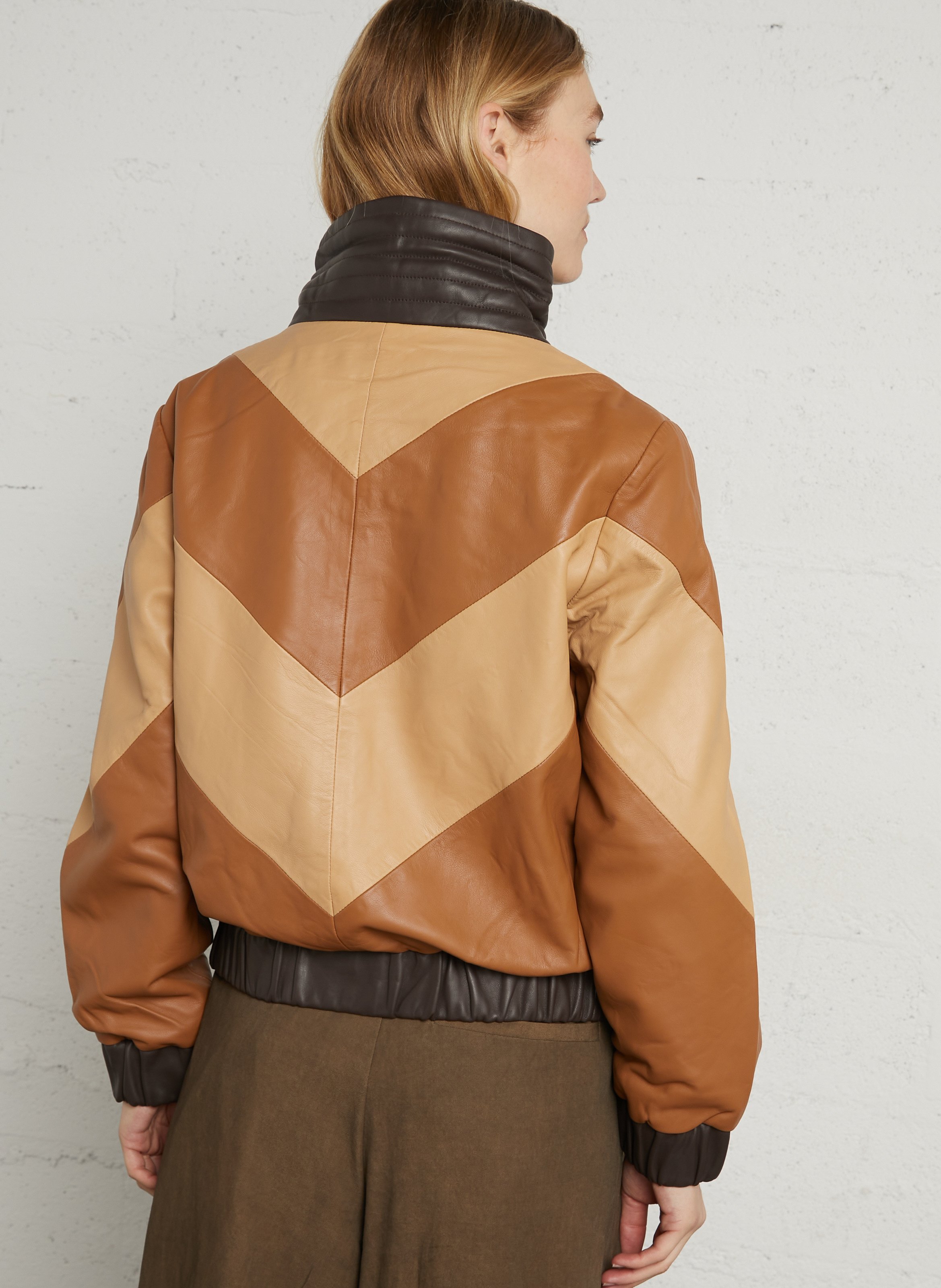 Oversized, leren jasje STELLA NOVA Bruin