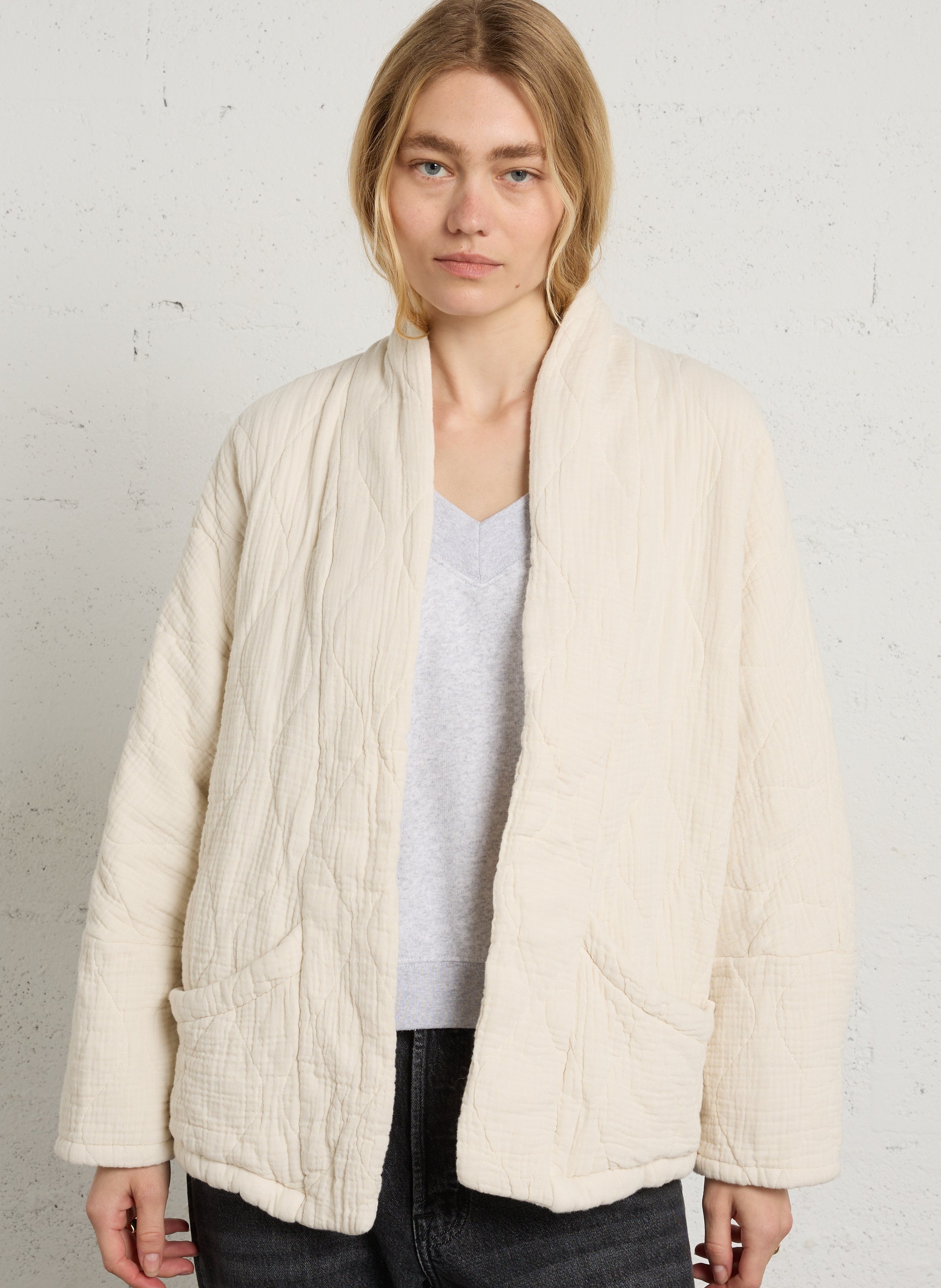 Oversized quilted cotton jacket AOKYANOS