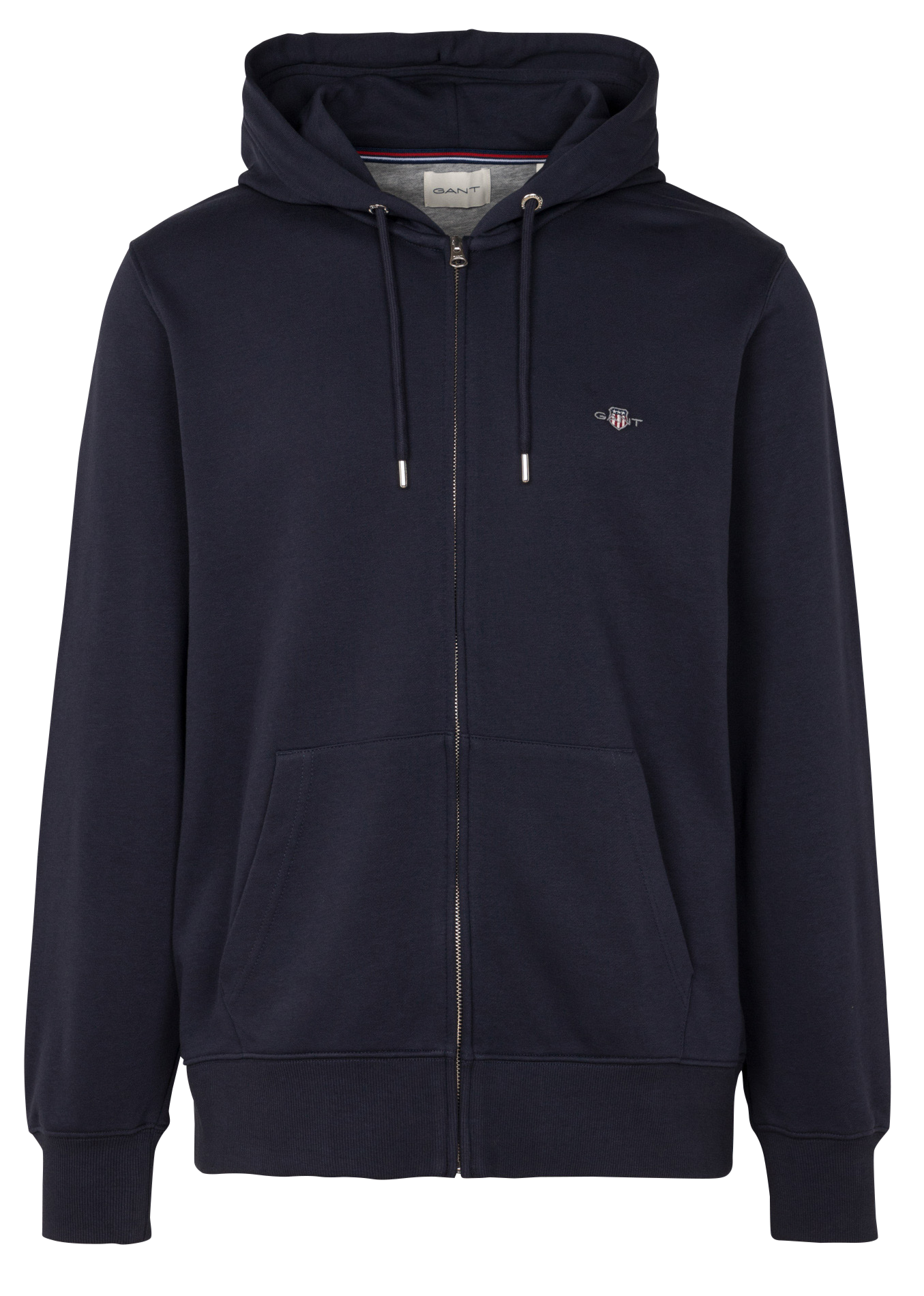 Gerade geschnittenes Sweatshirt aus Baumwoll-Mix mit Reißverschluss und Kapuze GANT Blau