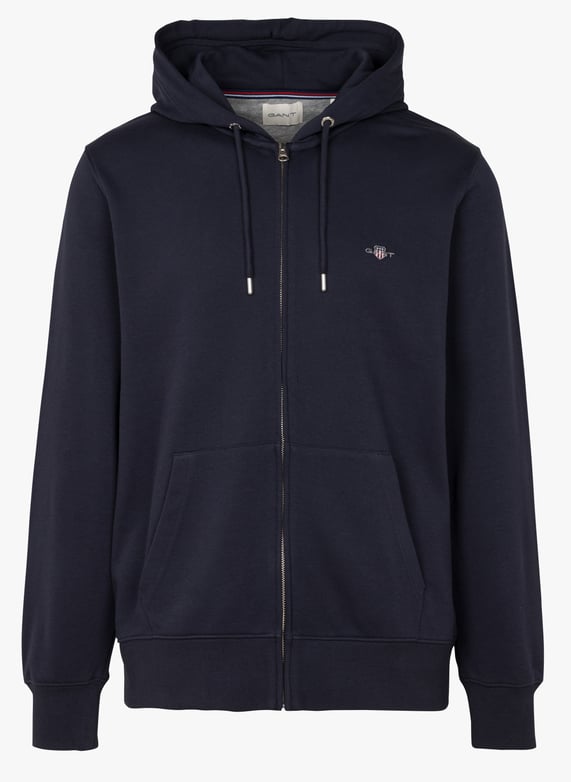 Sudadera recta con capucha de mezcla de algodón con cremallera