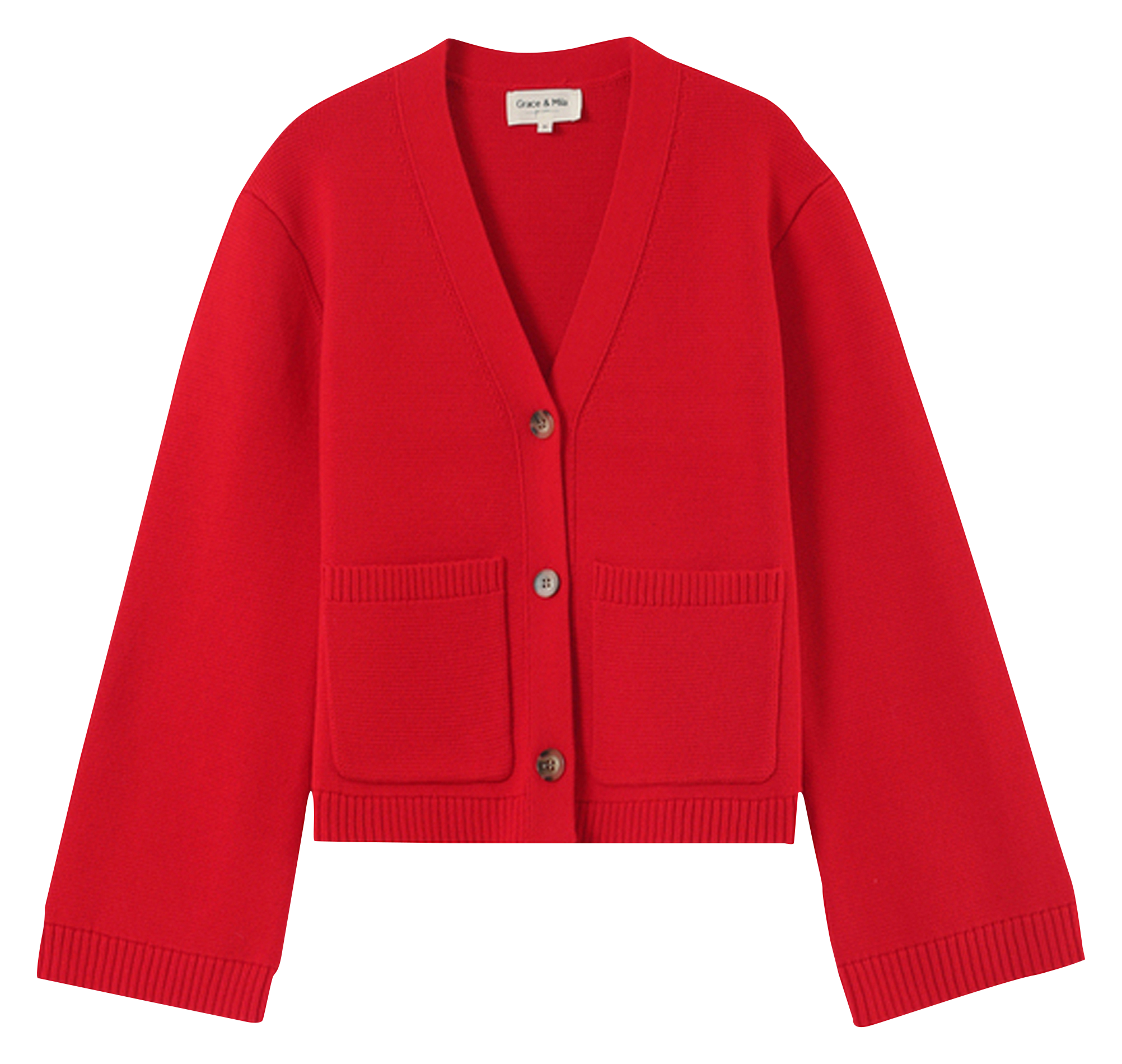 Buttoned long-sleeve cardigan GRACE ET MILA Red