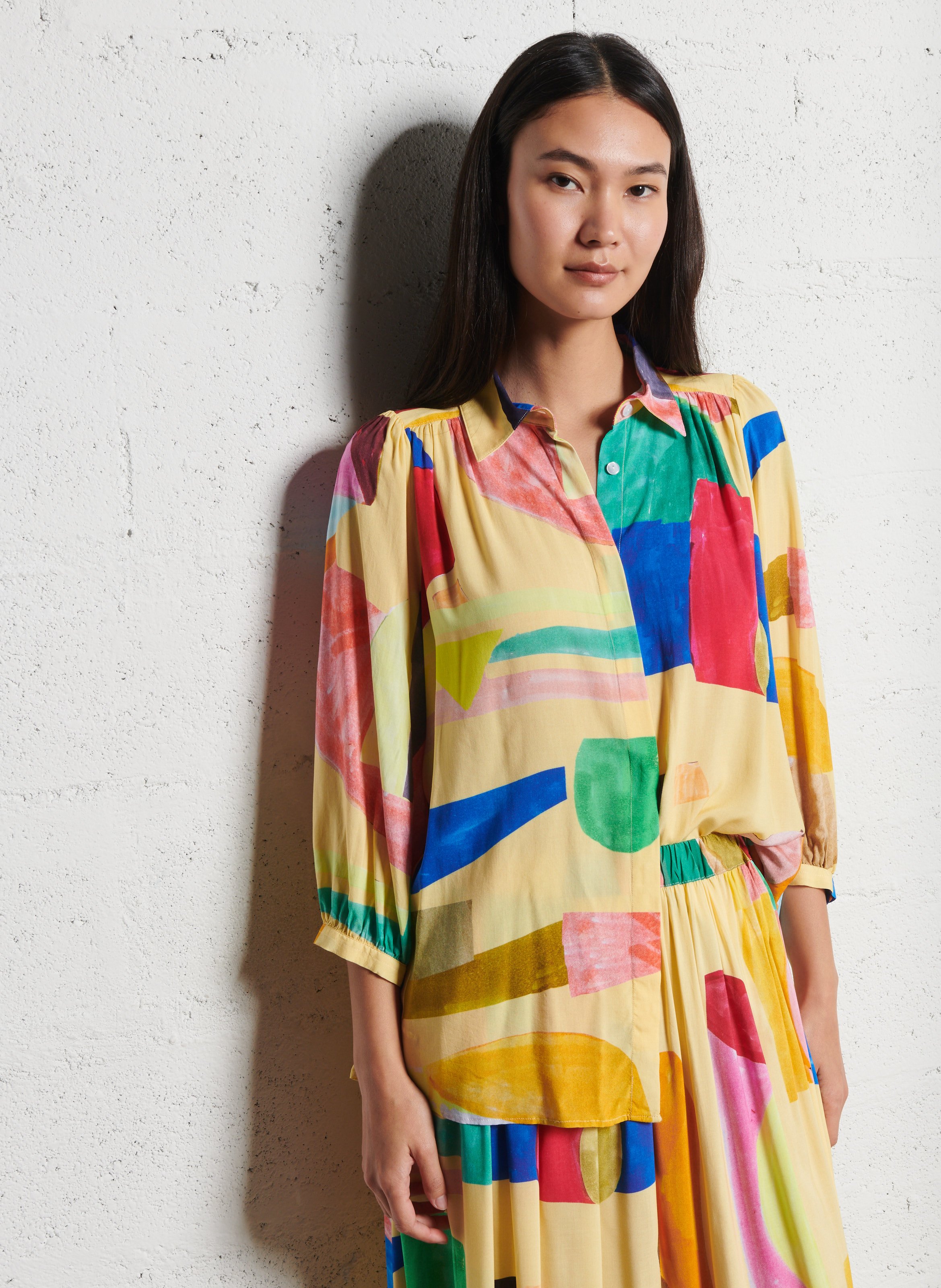 Loose-fit shirt with classic collar G.KERO Yellow