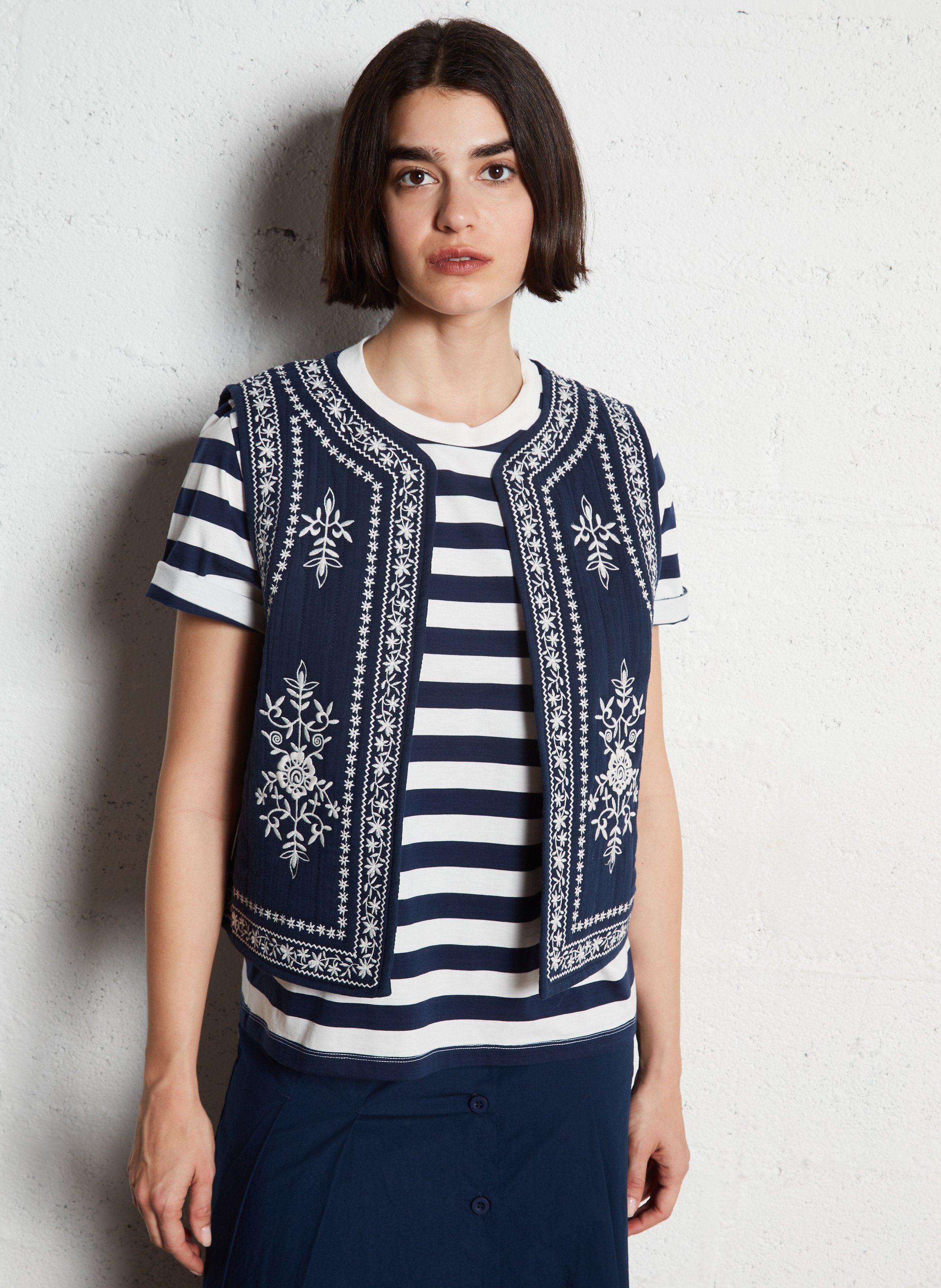 Jupe midi en coton THE TINY BIG SISTER Bleu