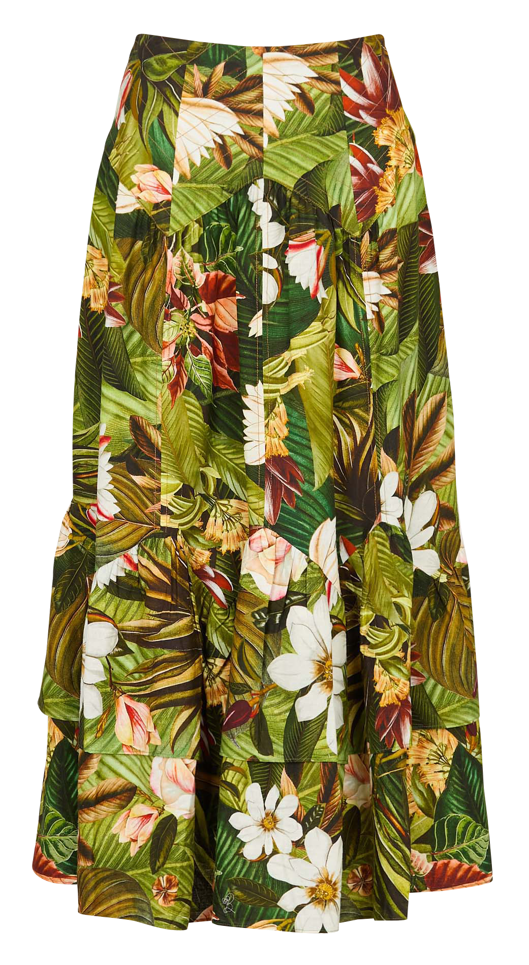 Jupe midi à imprimé végétal en lin mélangé  FARM RIO Multicolore