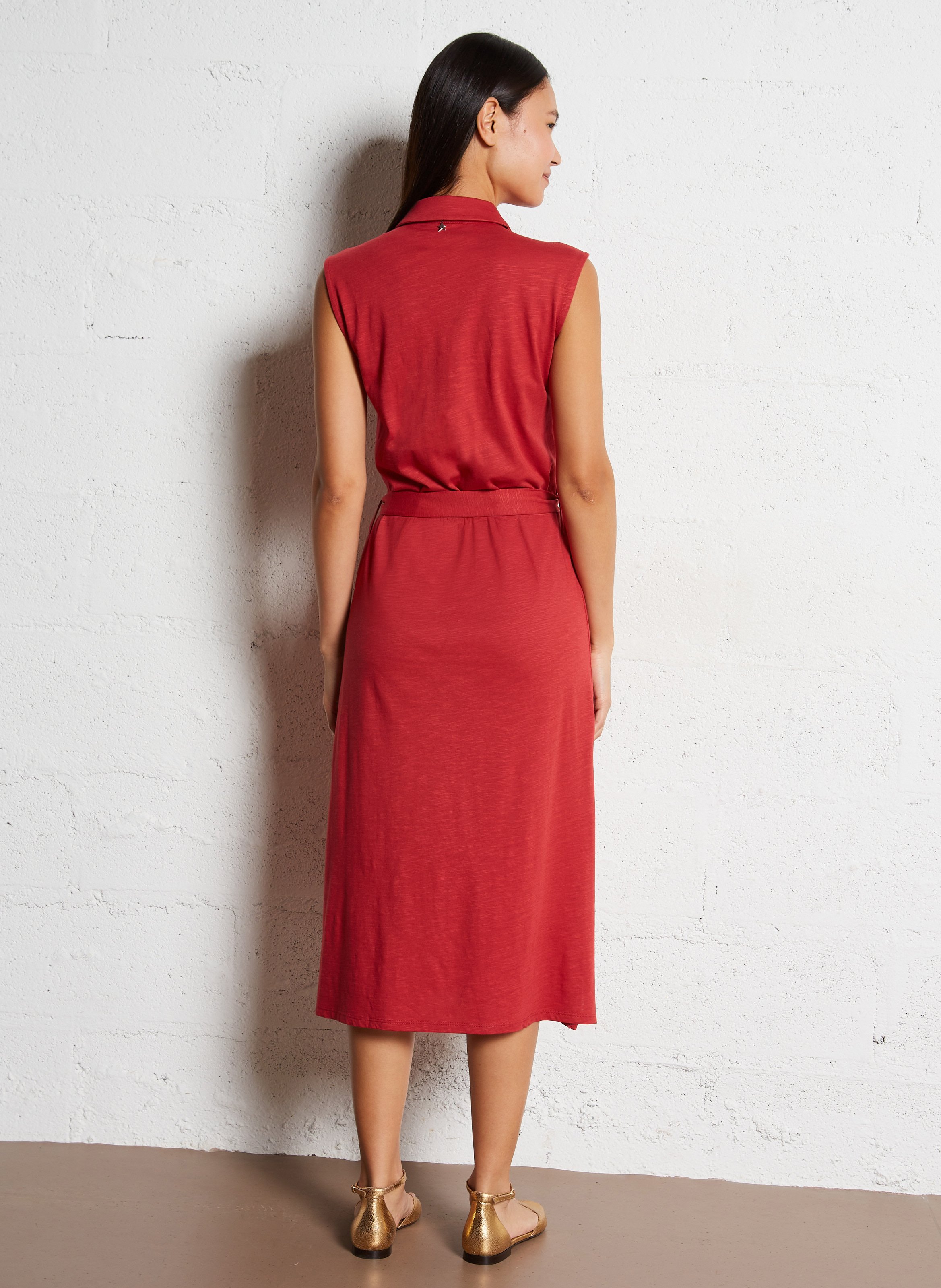 Sandales plates en cuir métallisé RIVECOUR Doré