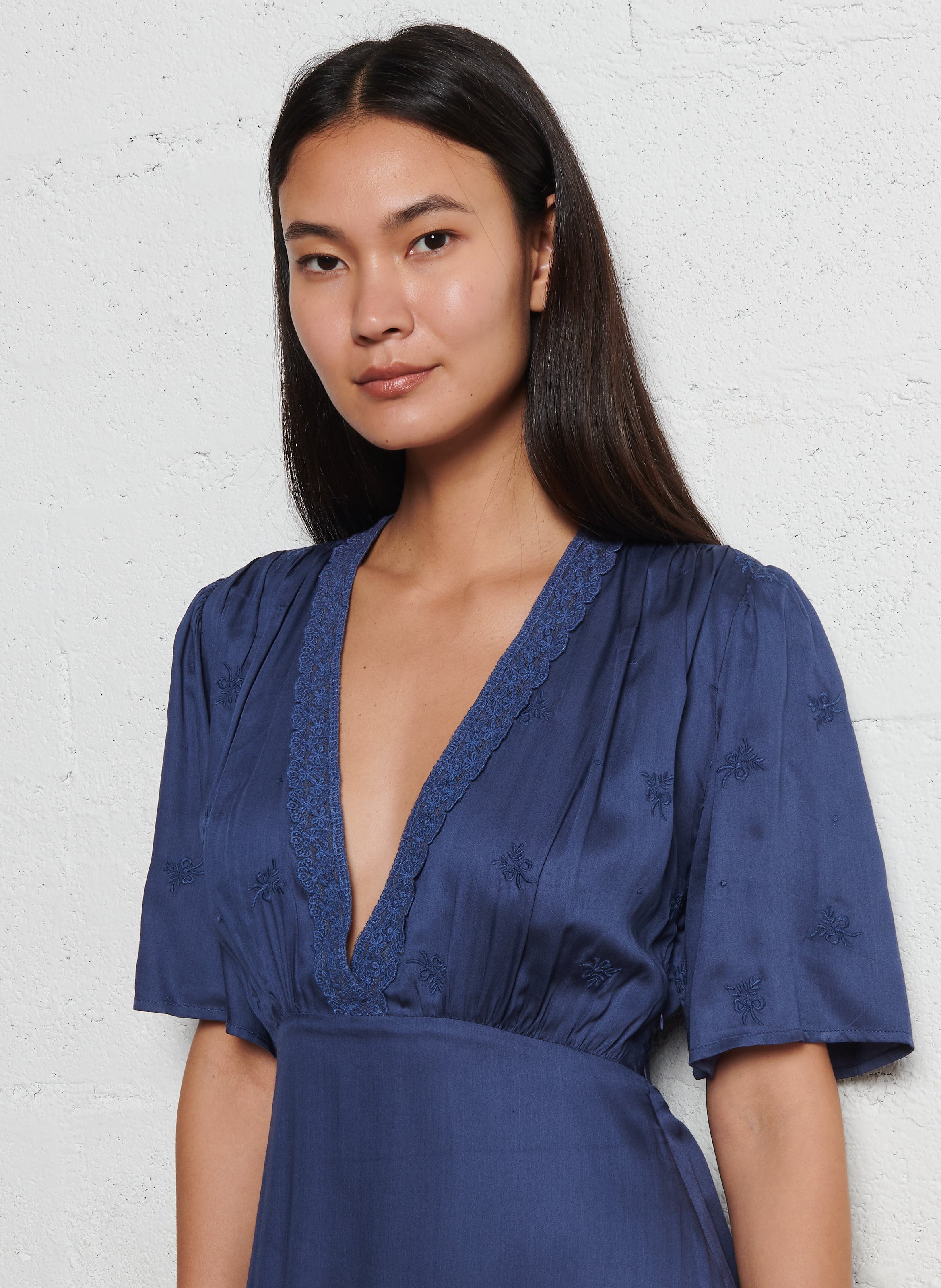 Robe midi col V LOUISE MISHA Blue