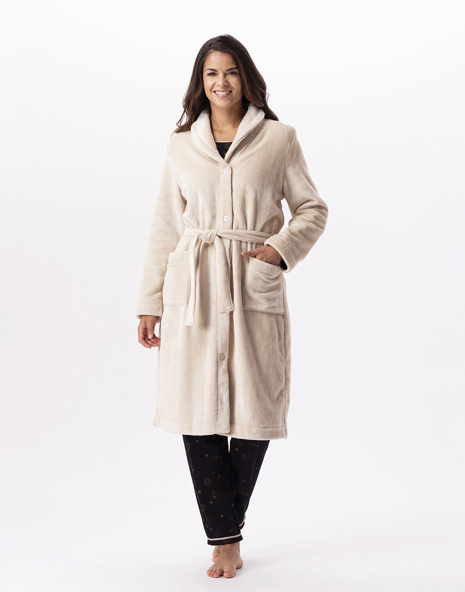 Plush flannel robe LE CHAT Beige