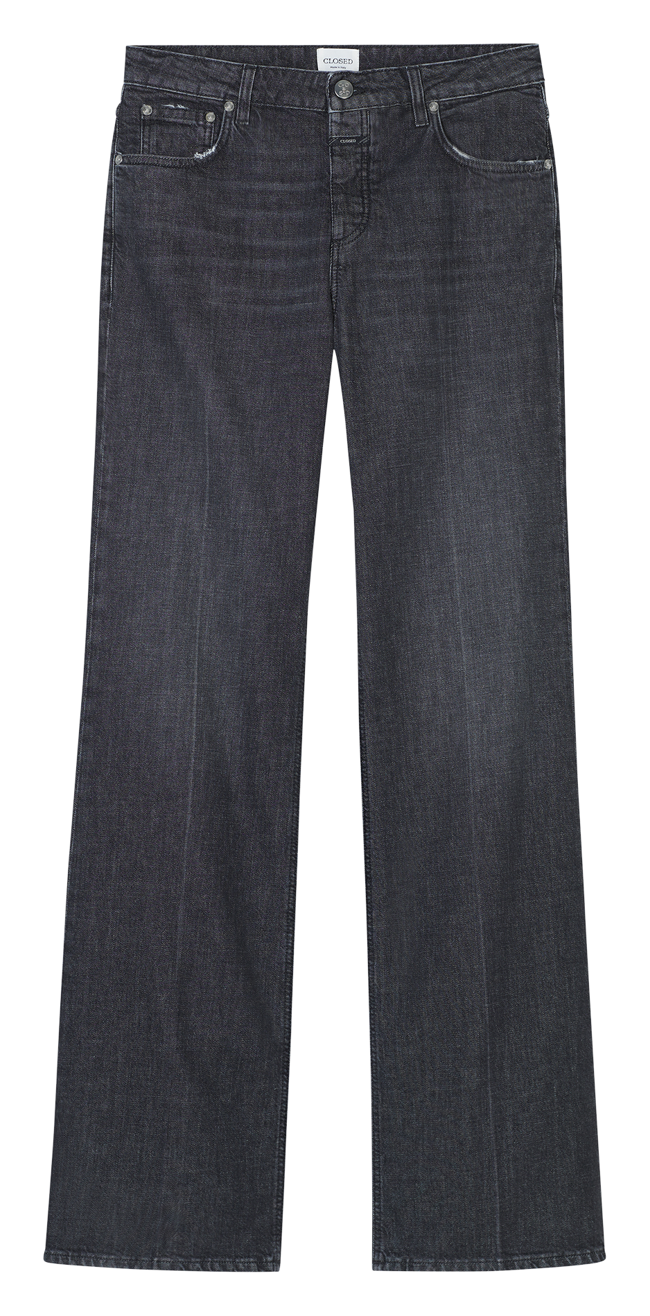 High-waisted wide-leg washed jeans CLOSED Black
