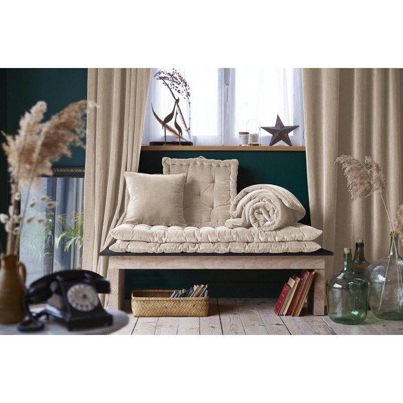 Cotton velvet floor cushion L'EFFET PAPILLON Multicolored