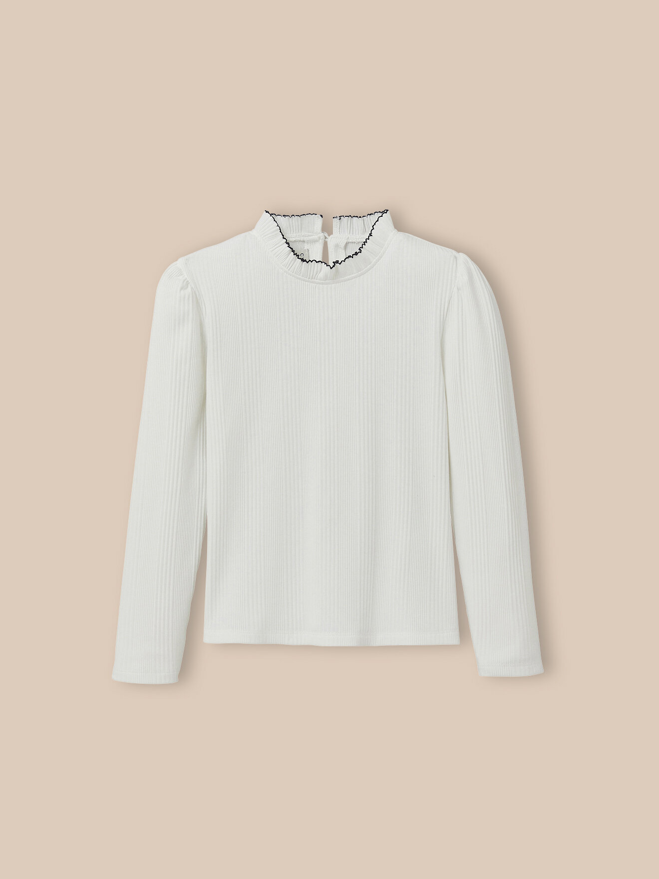 Thin organic cotton polo-neck sweater CYRILLUS White